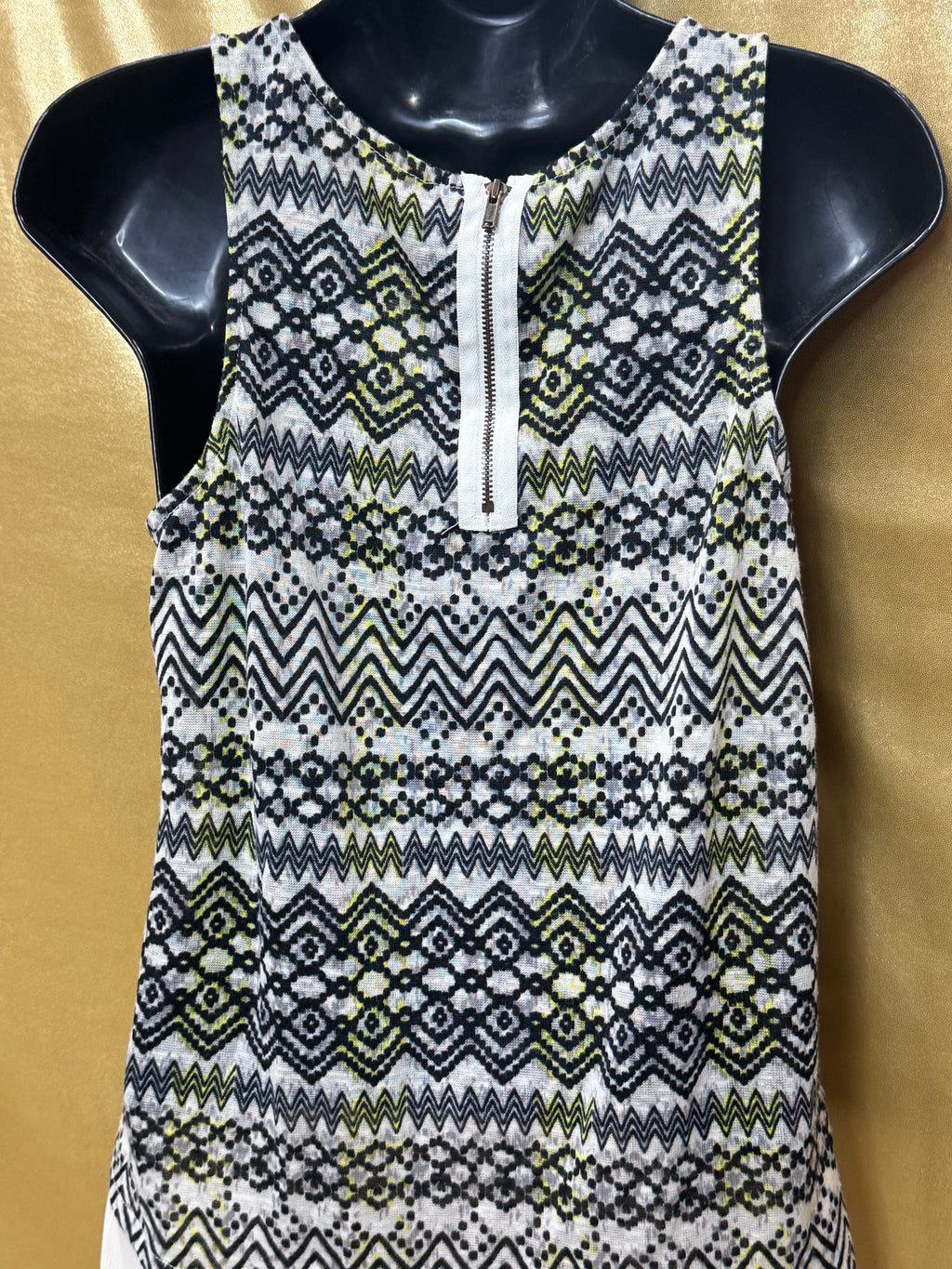 Princess Vera Wang Geometric Print Mixed Media High-Low Tank Top - Size S