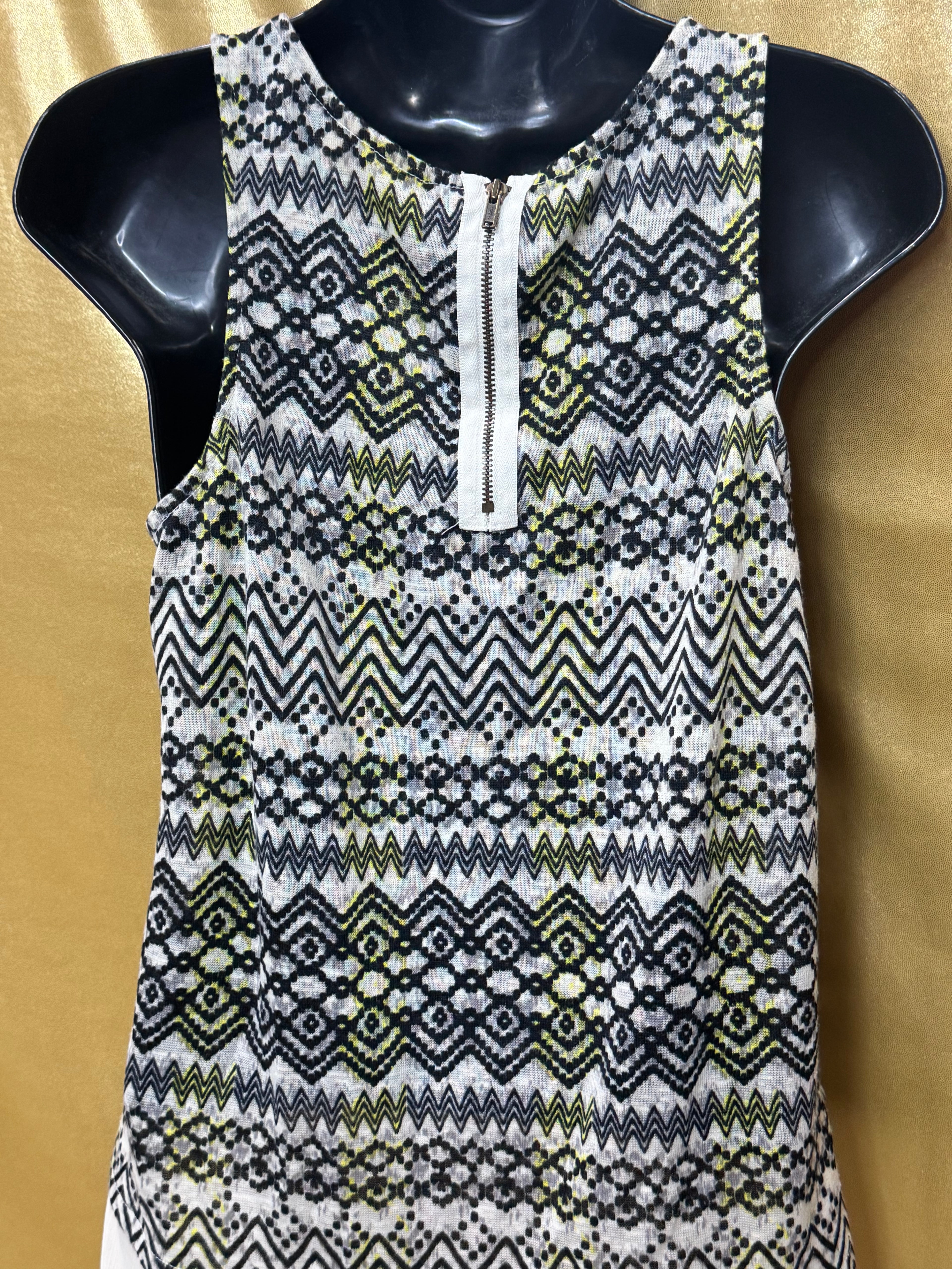Princess Vera Wang Geometric Print Mixed Media High-Low Tank Top - Size S