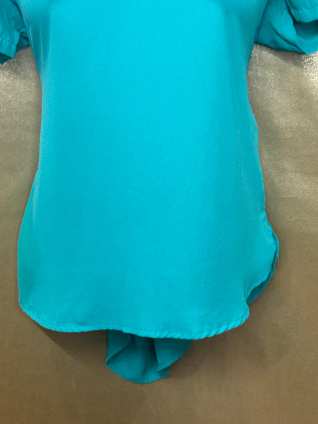 MERAKI Mint Green V-Neck Blouse | Pleated Short Sleeve Top, Size Small