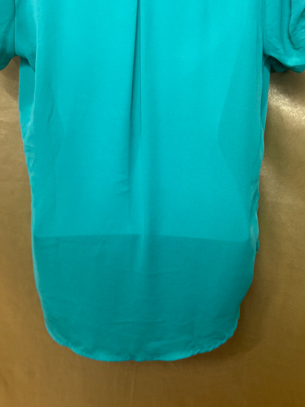 MERAKI Mint Green V-Neck Blouse | Pleated Short Sleeve Top, Size Small