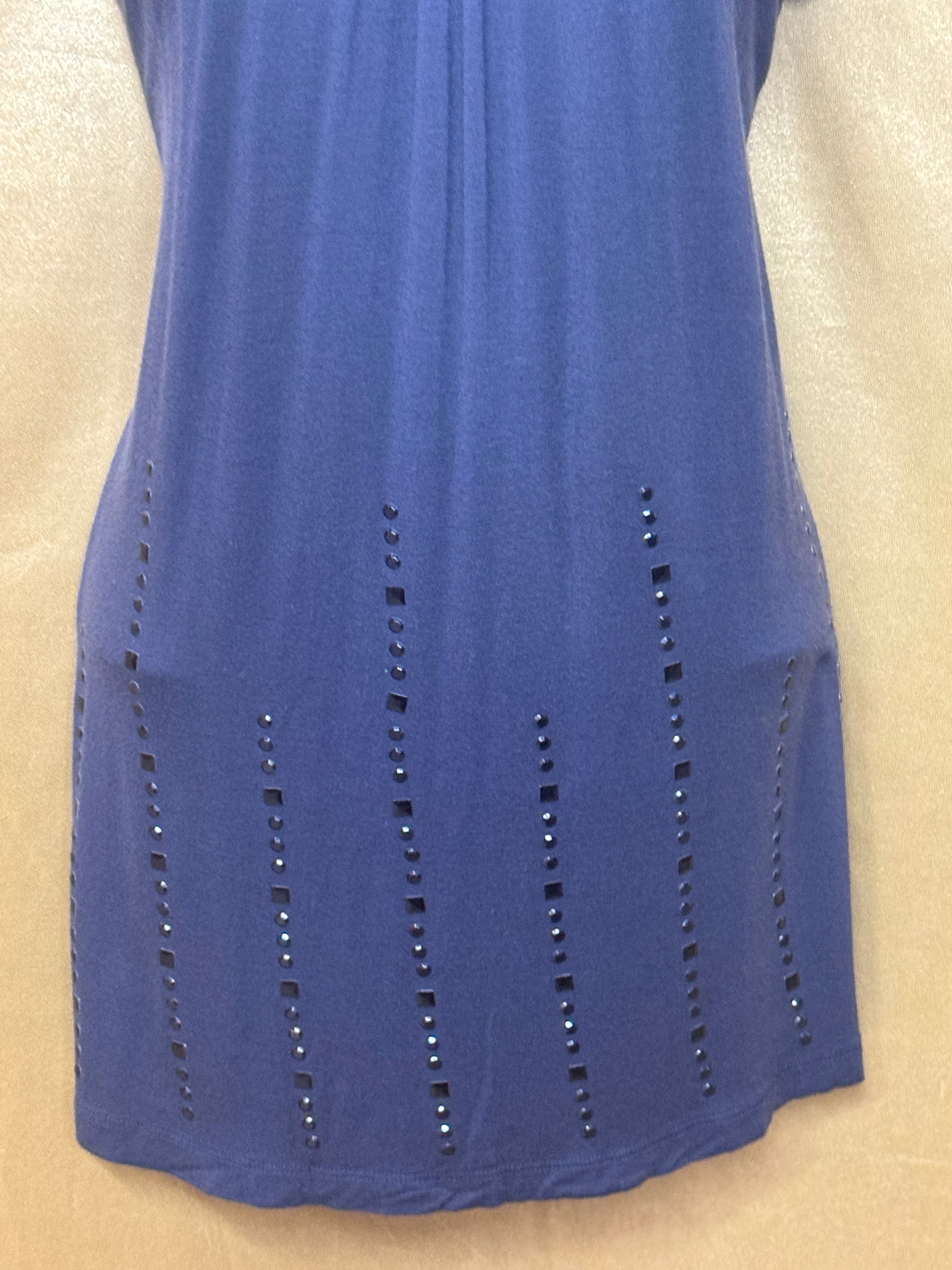 Cynthia Rowley Studded Tunic Top Slate Blue Rayon Spandex Blend Size Small