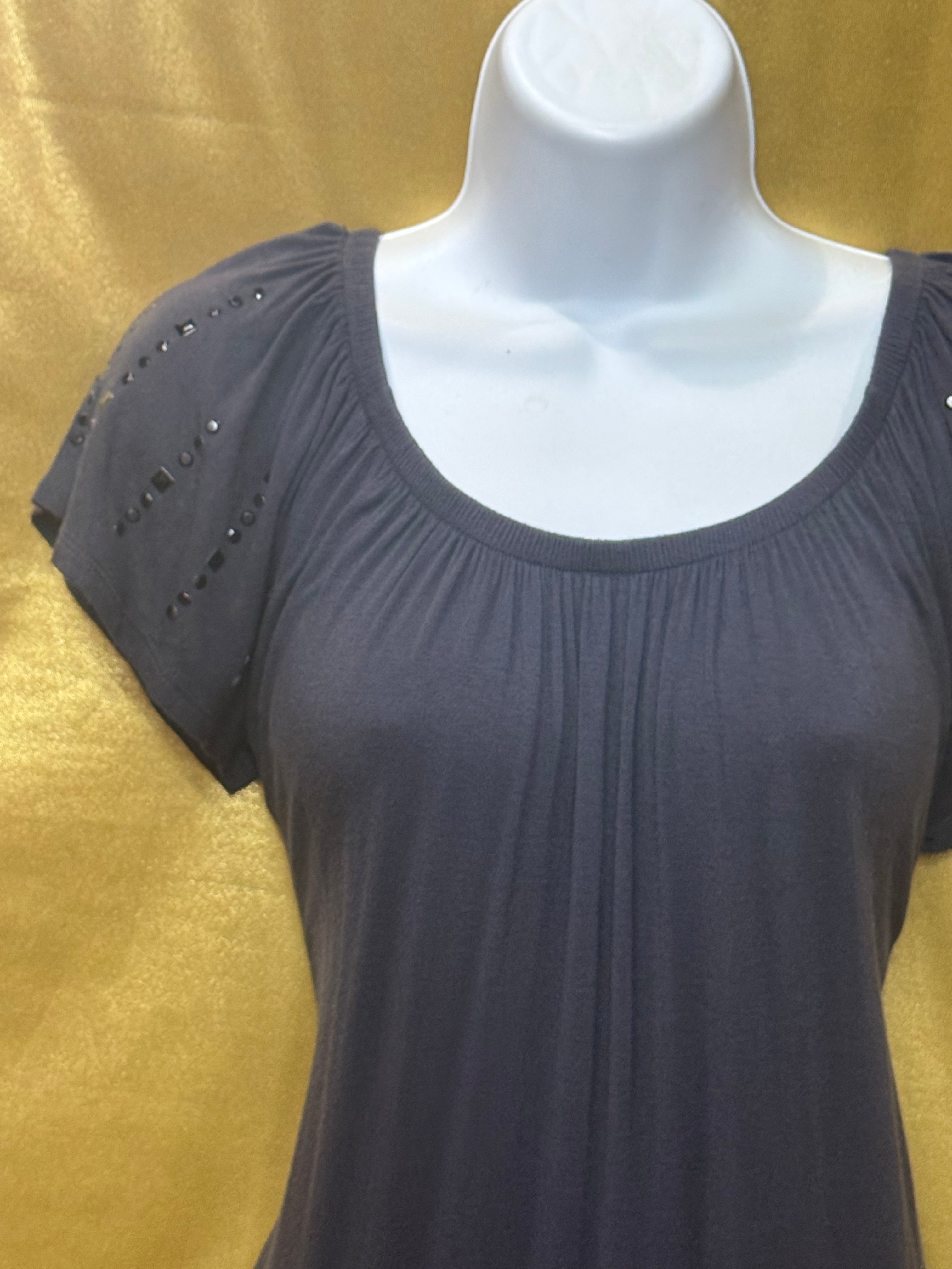 Cynthia Rowley Studded Tunic Top Slate Blue Rayon Spandex Blend Size Small