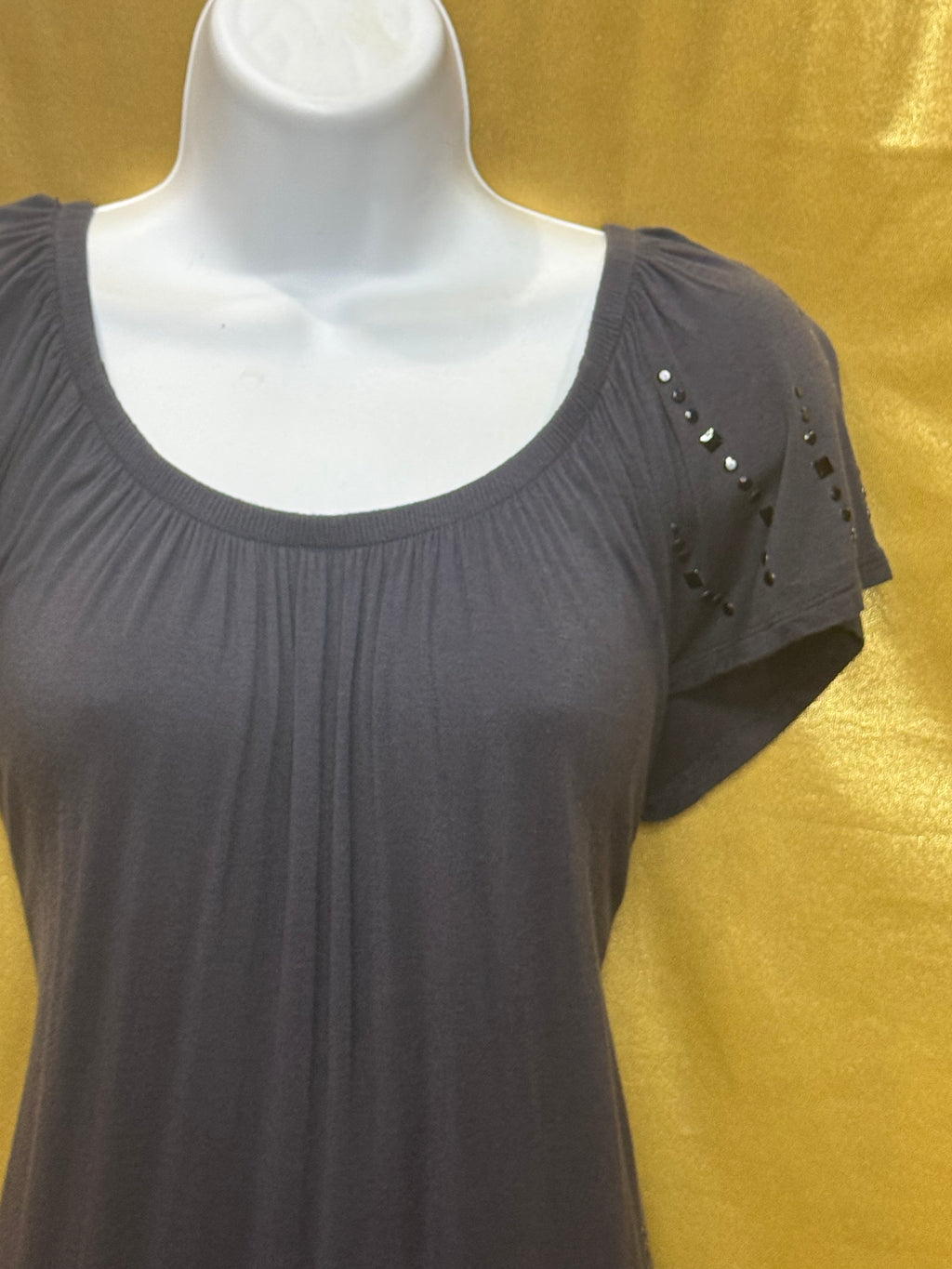Cynthia Rowley Studded Tunic Top Slate Blue Rayon Spandex Blend Size Small