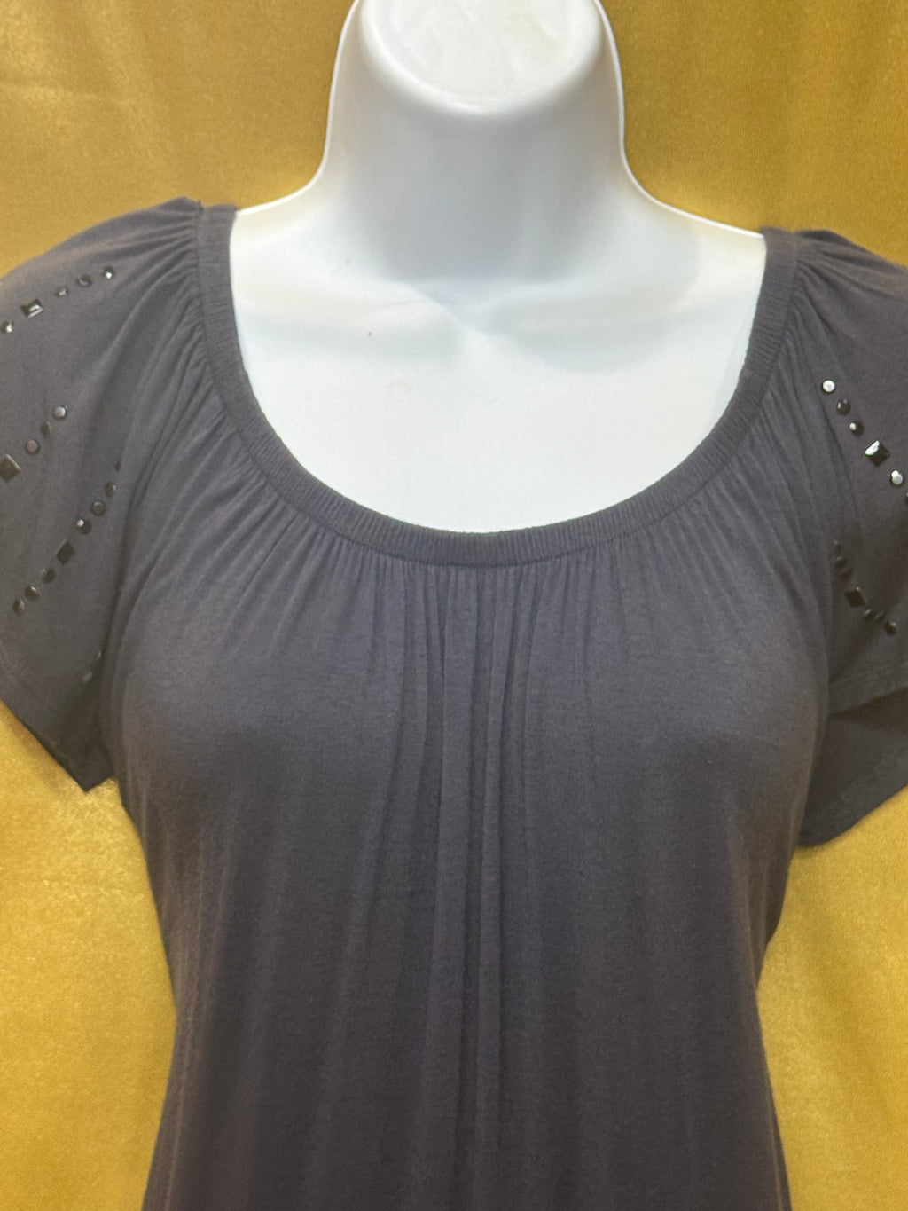 Cynthia Rowley Studded Tunic Top Slate Blue Rayon Spandex Blend Size Small