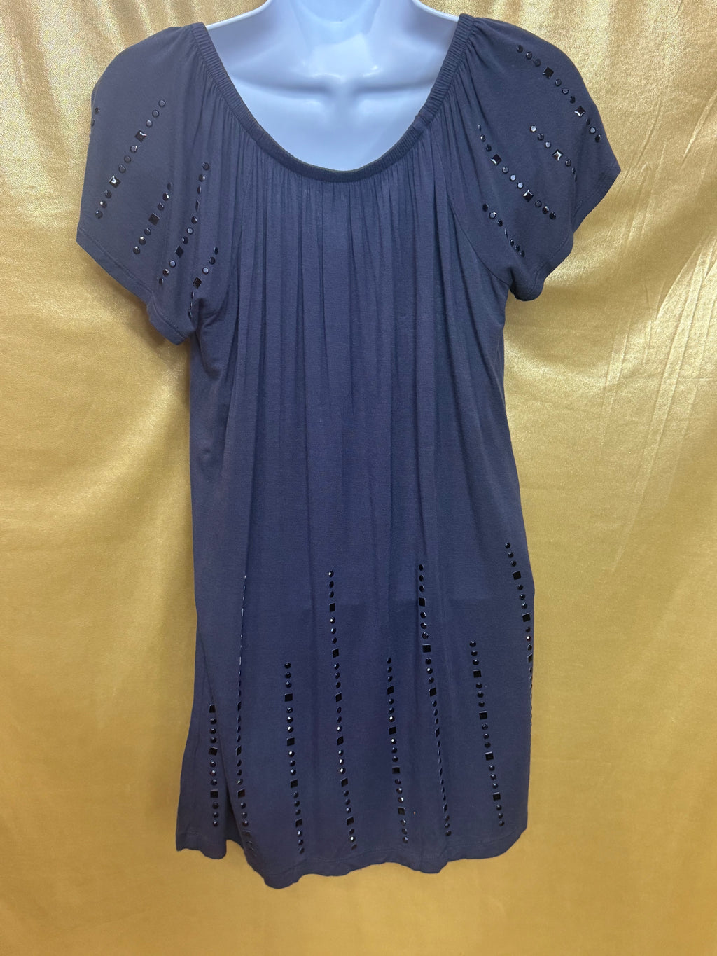 Cynthia Rowley Studded Tunic Top Slate Blue Rayon Spandex Blend Size Small