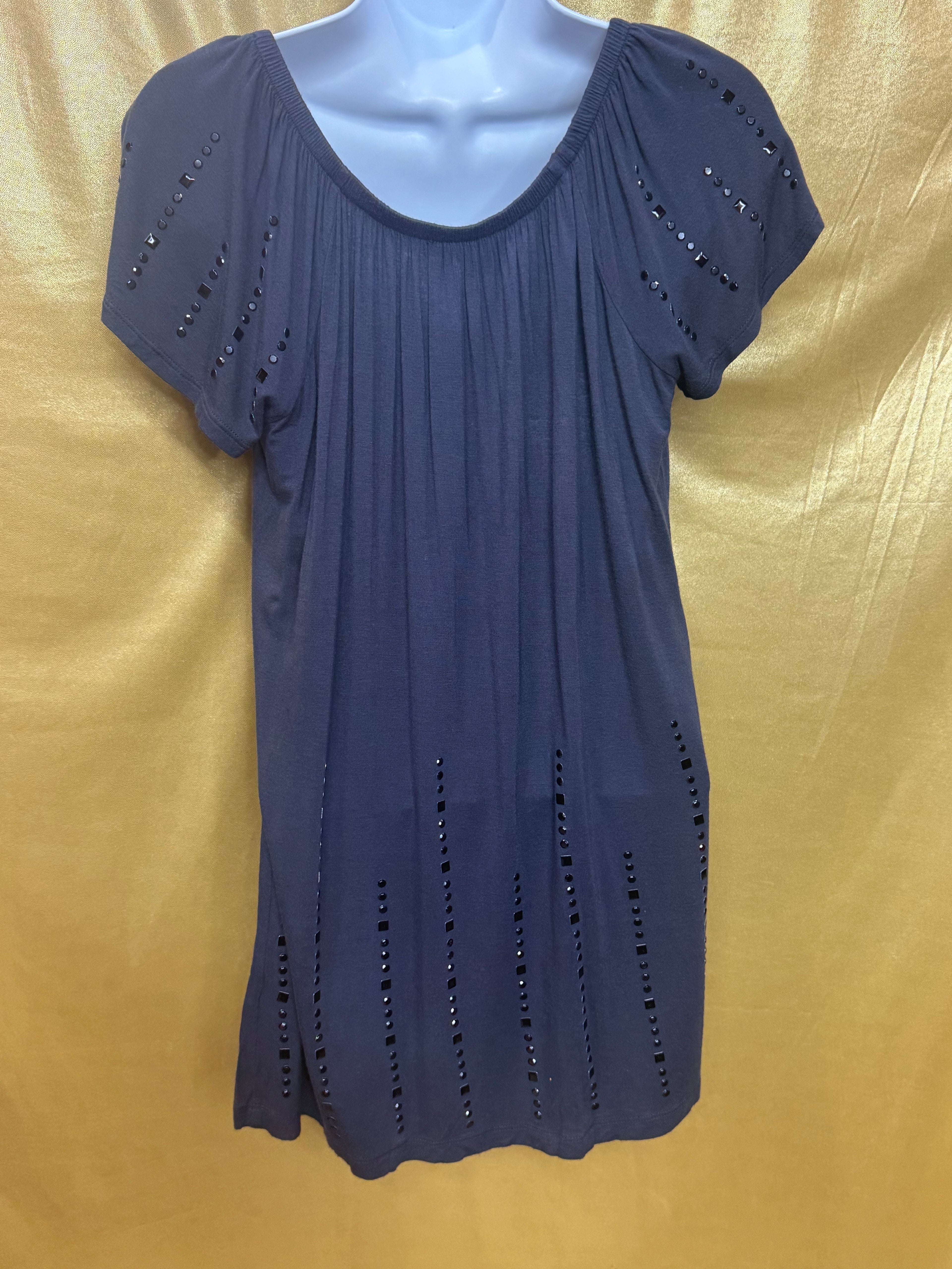 Cynthia Rowley Studded Tunic Top Slate Blue Rayon Spandex Blend Size Small