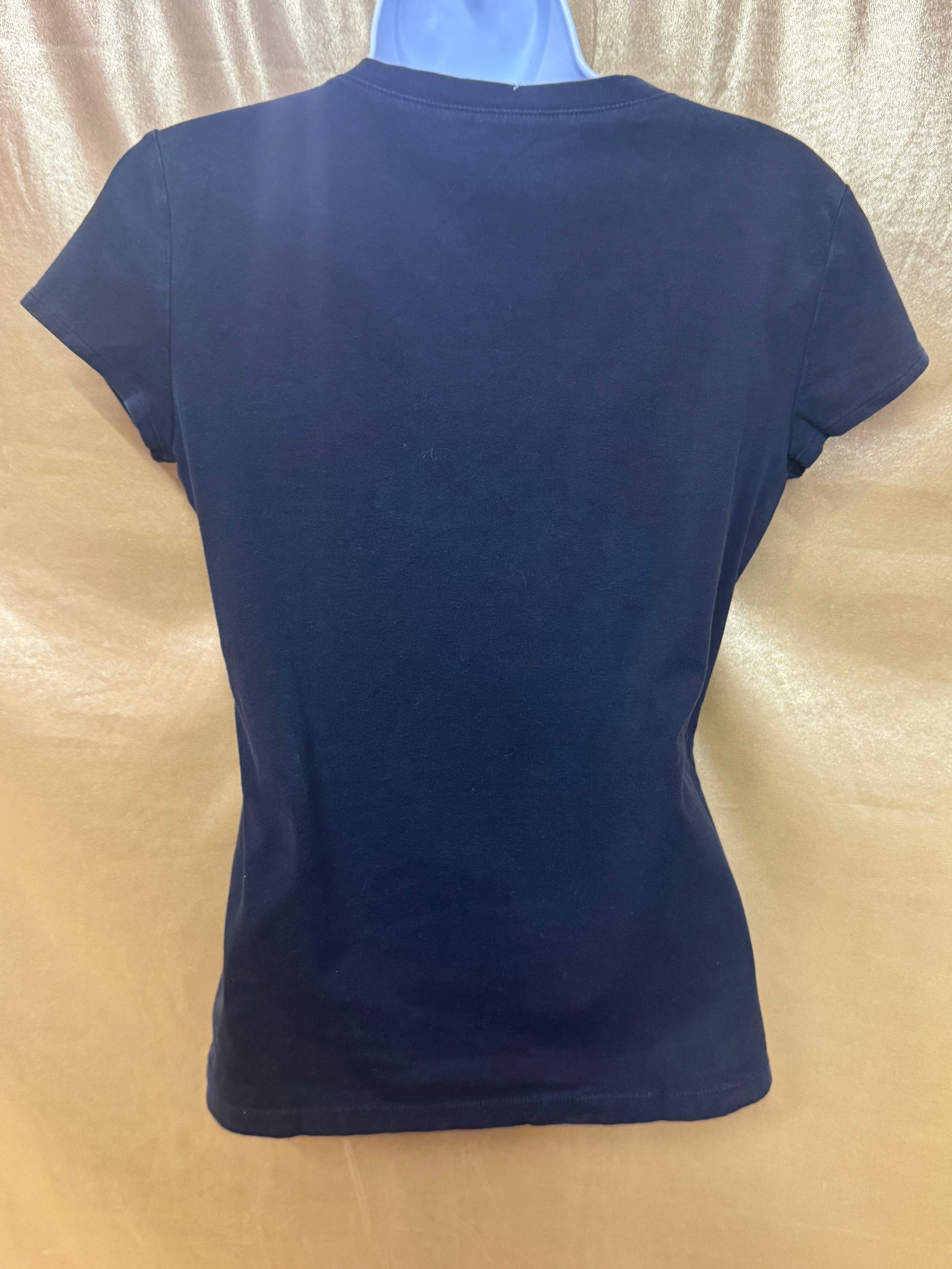 Ann Taylor Black V-Neck Tee Short Sleeve Cotton Spandex Blend Size S