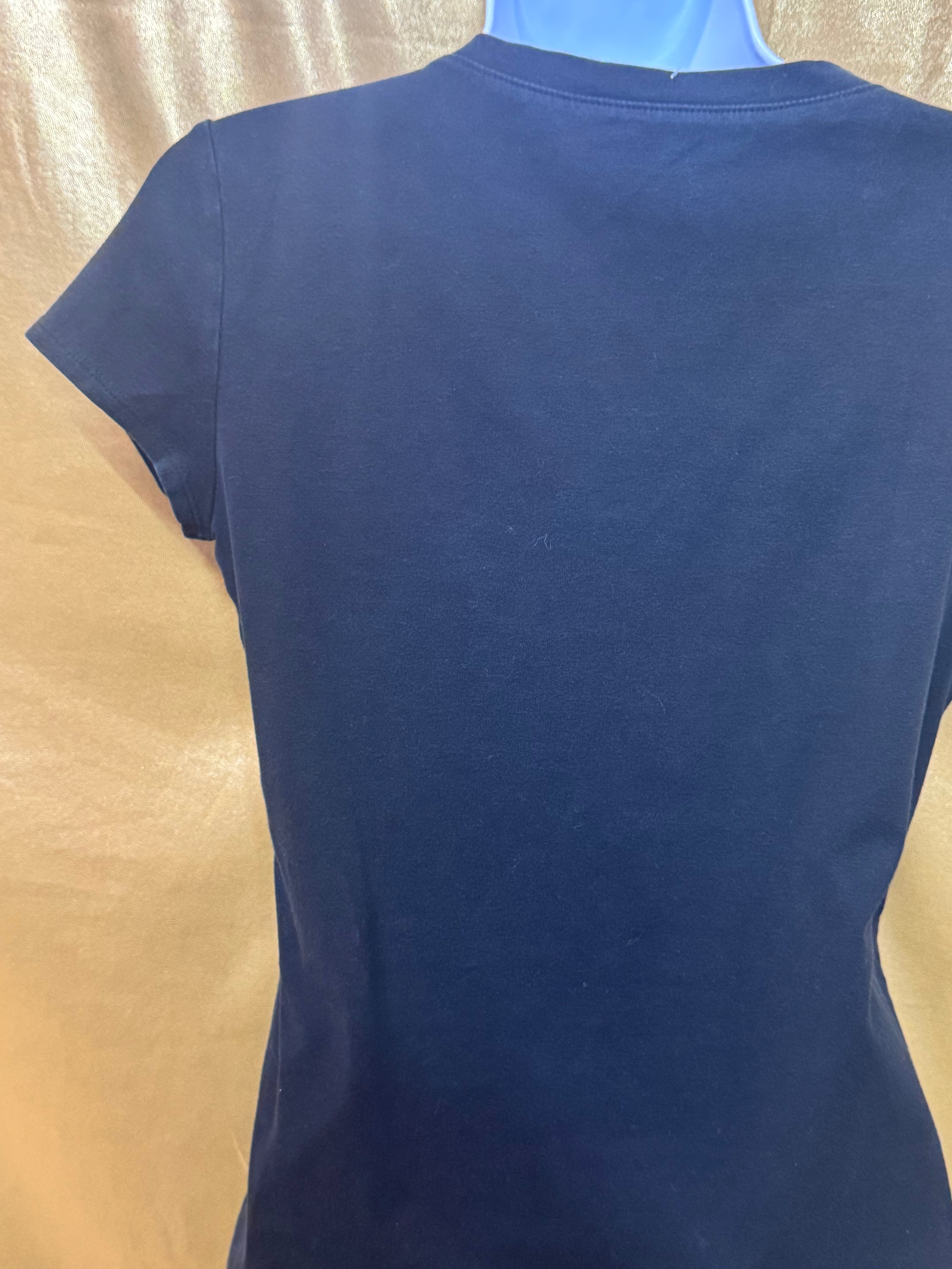Ann Taylor Black V-Neck Tee Short Sleeve Cotton Spandex Blend Size S