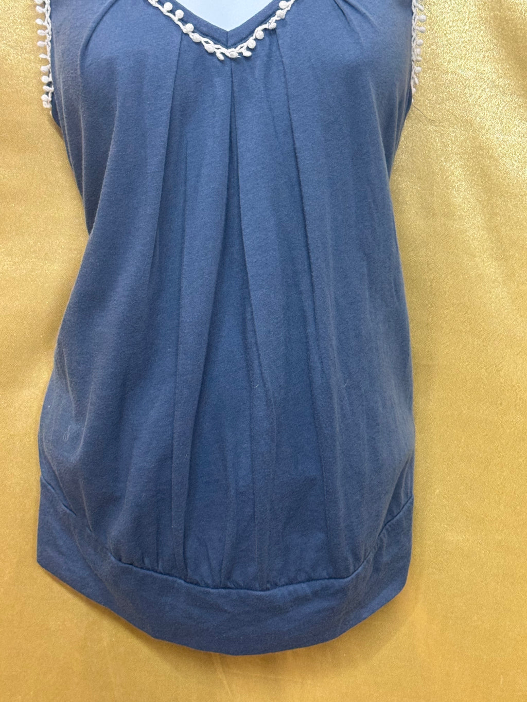Gap Navy Blue Pom-Pom Trim Sleeveless Tank Top | Size S
