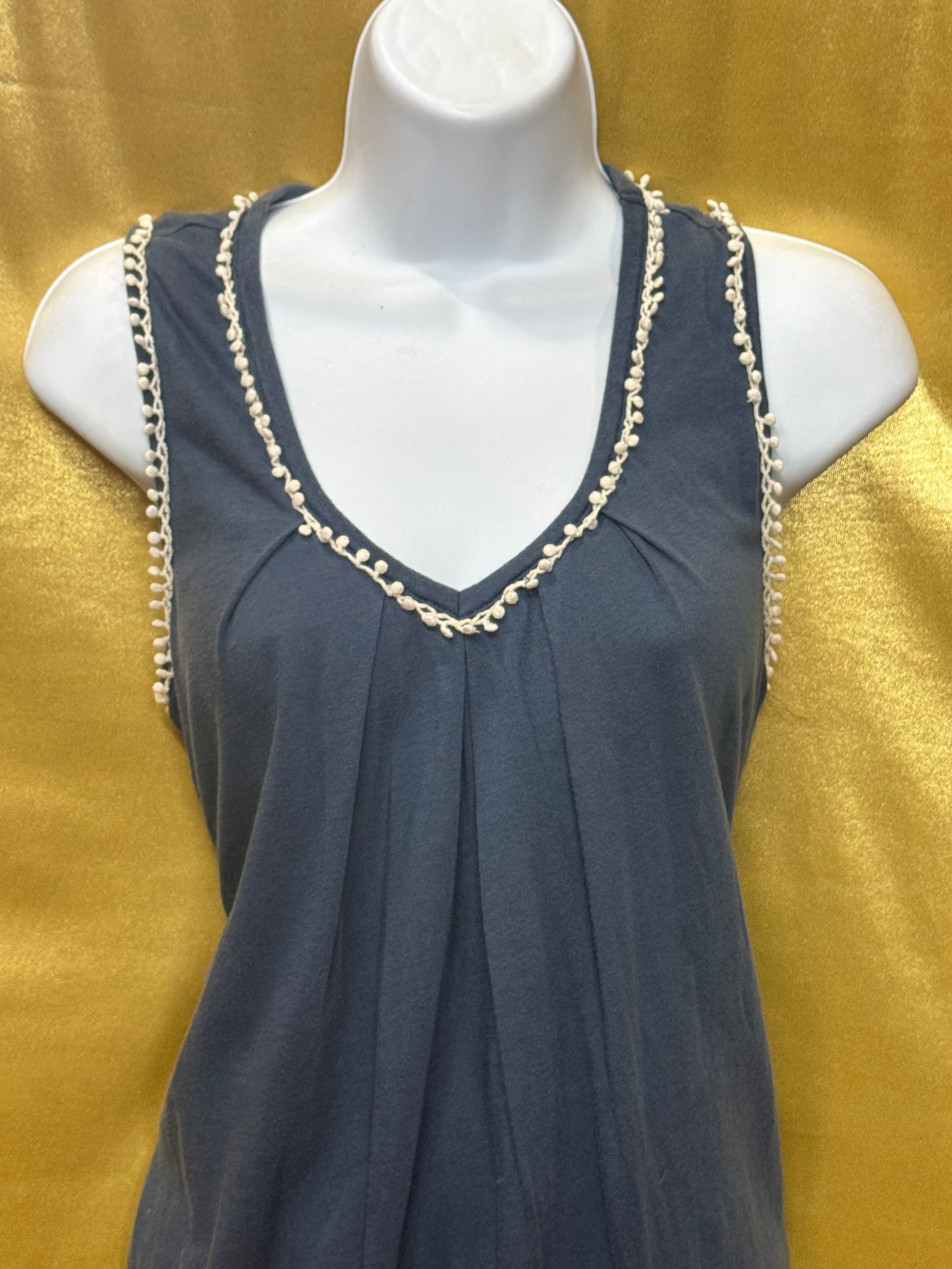 Gap Navy Blue Pom-Pom Trim Sleeveless Tank Top | Size S