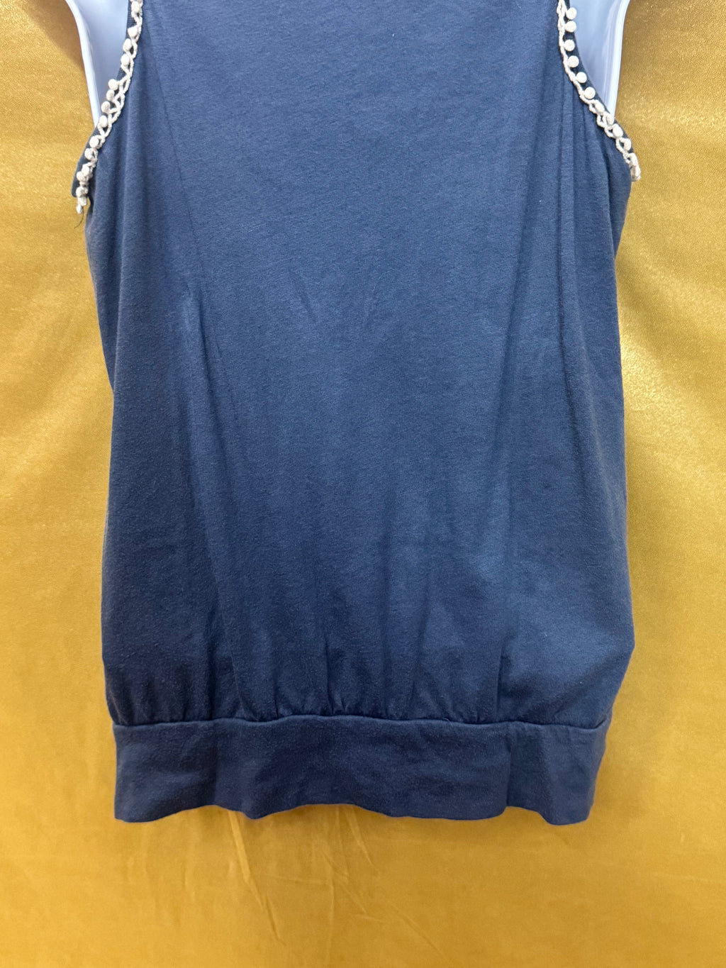Gap Navy Blue Pom-Pom Trim Sleeveless Tank Top | Size S