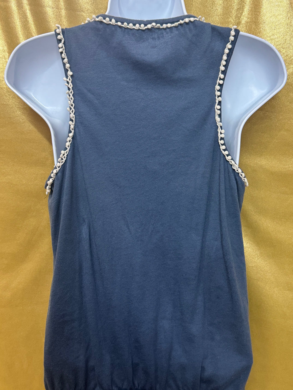 Gap Navy Blue Pom-Pom Trim Sleeveless Tank Top | Size S