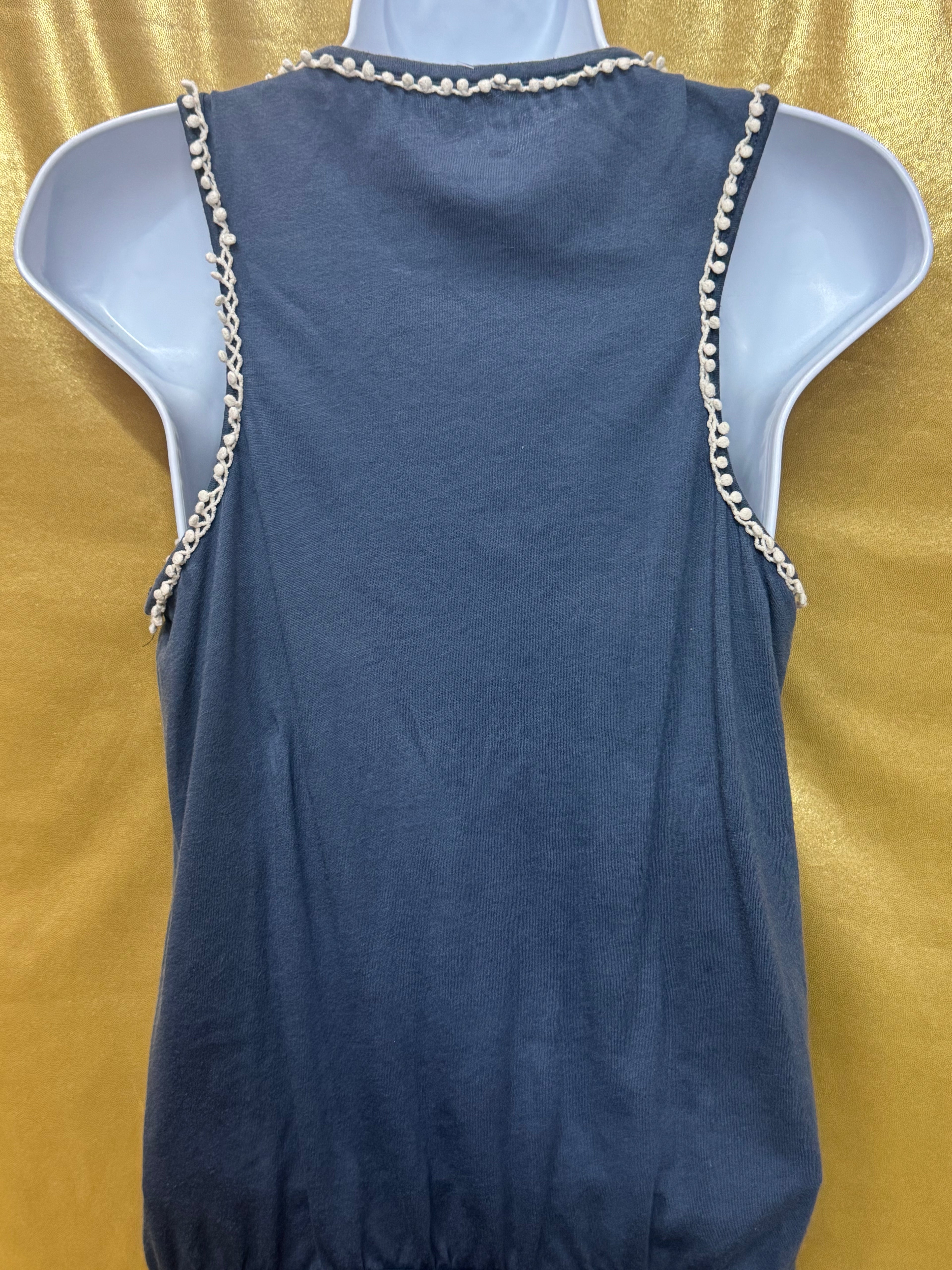 Gap Navy Blue Pom-Pom Trim Sleeveless Tank Top | Size S