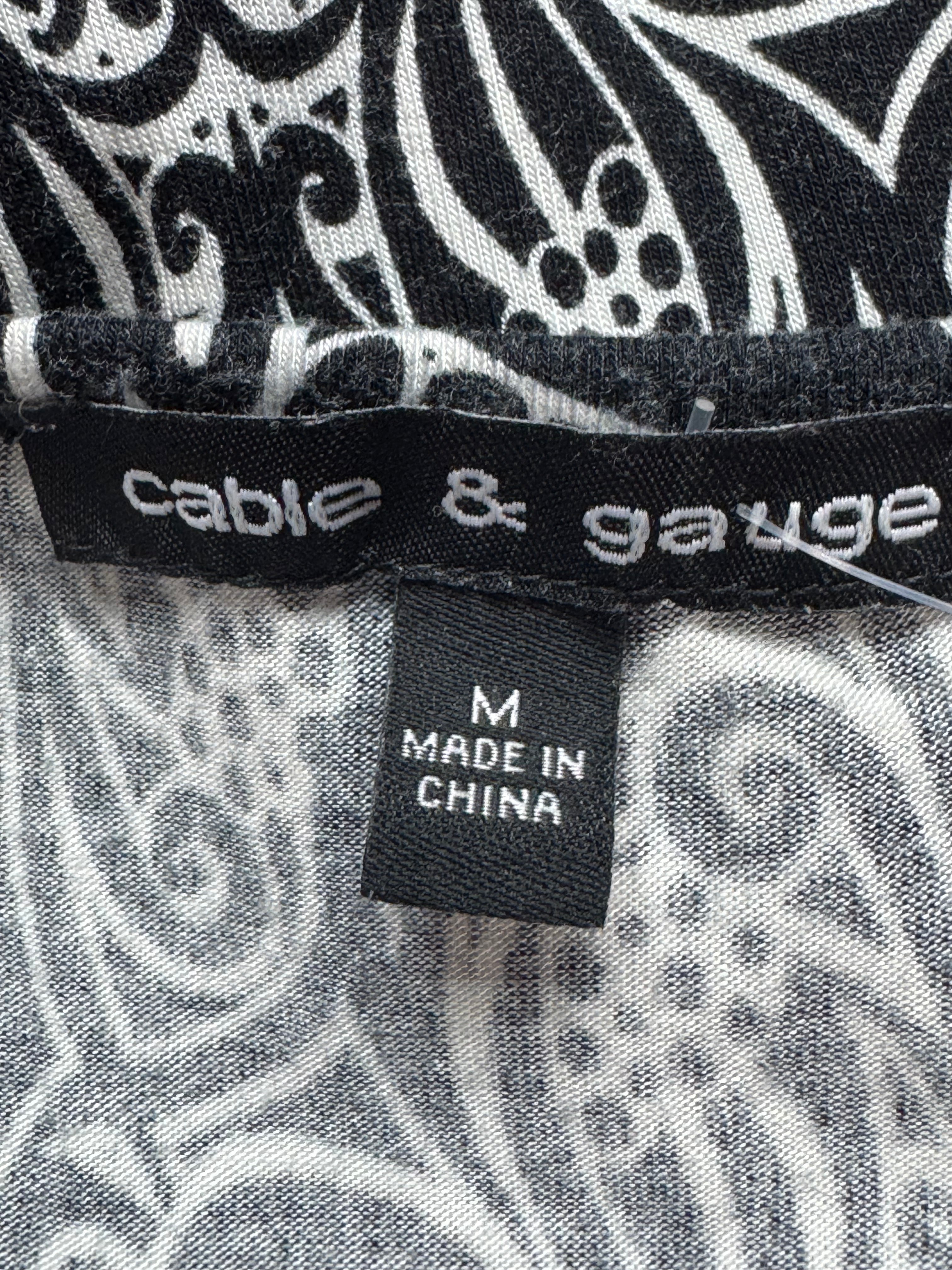 Cable & Gauge Black White Abstract Floral Keyhole Tank Top Size M