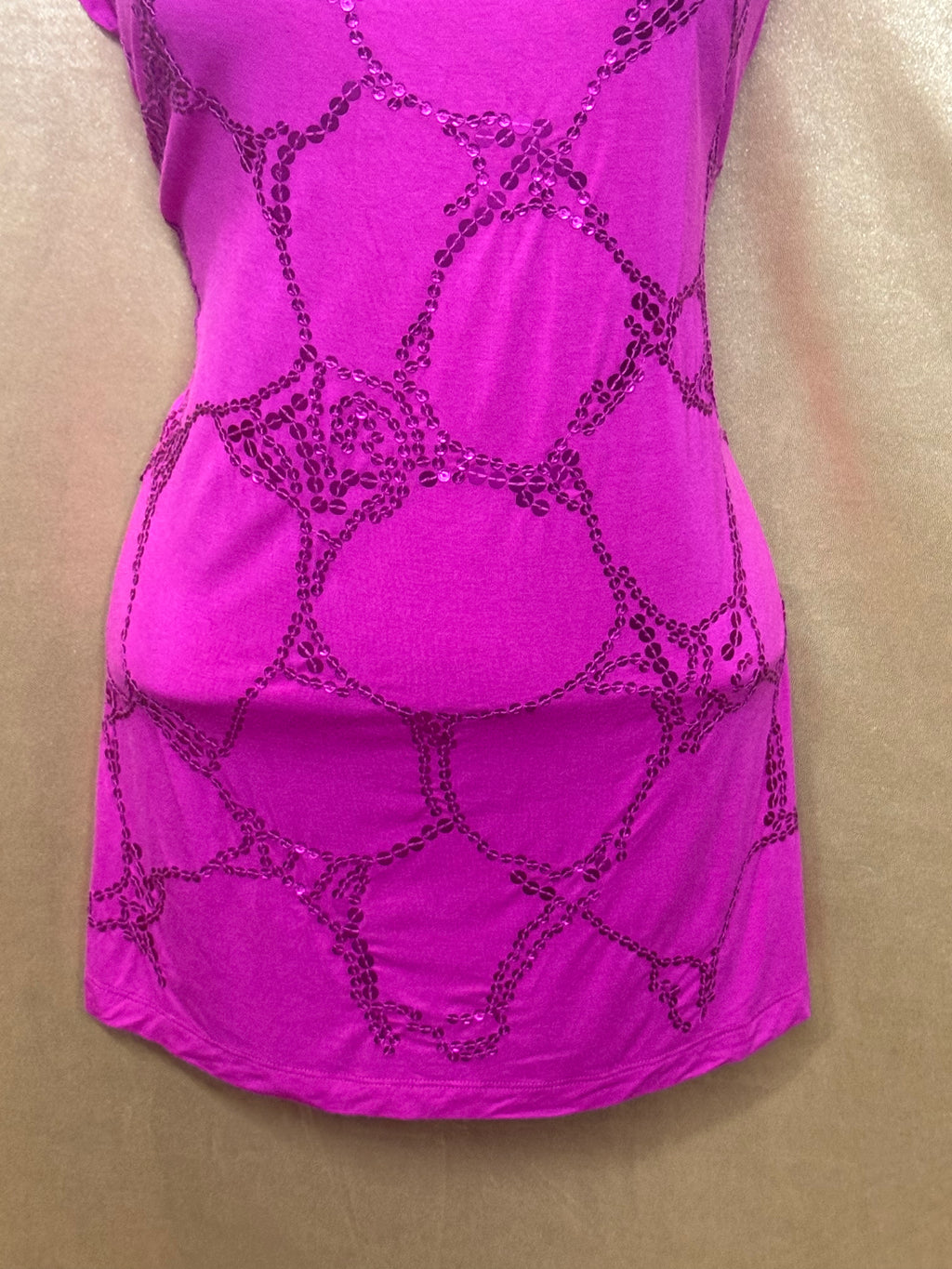Madison Hot Pink Sequin Geometric Tunic Top Size Small Scoop Neck
