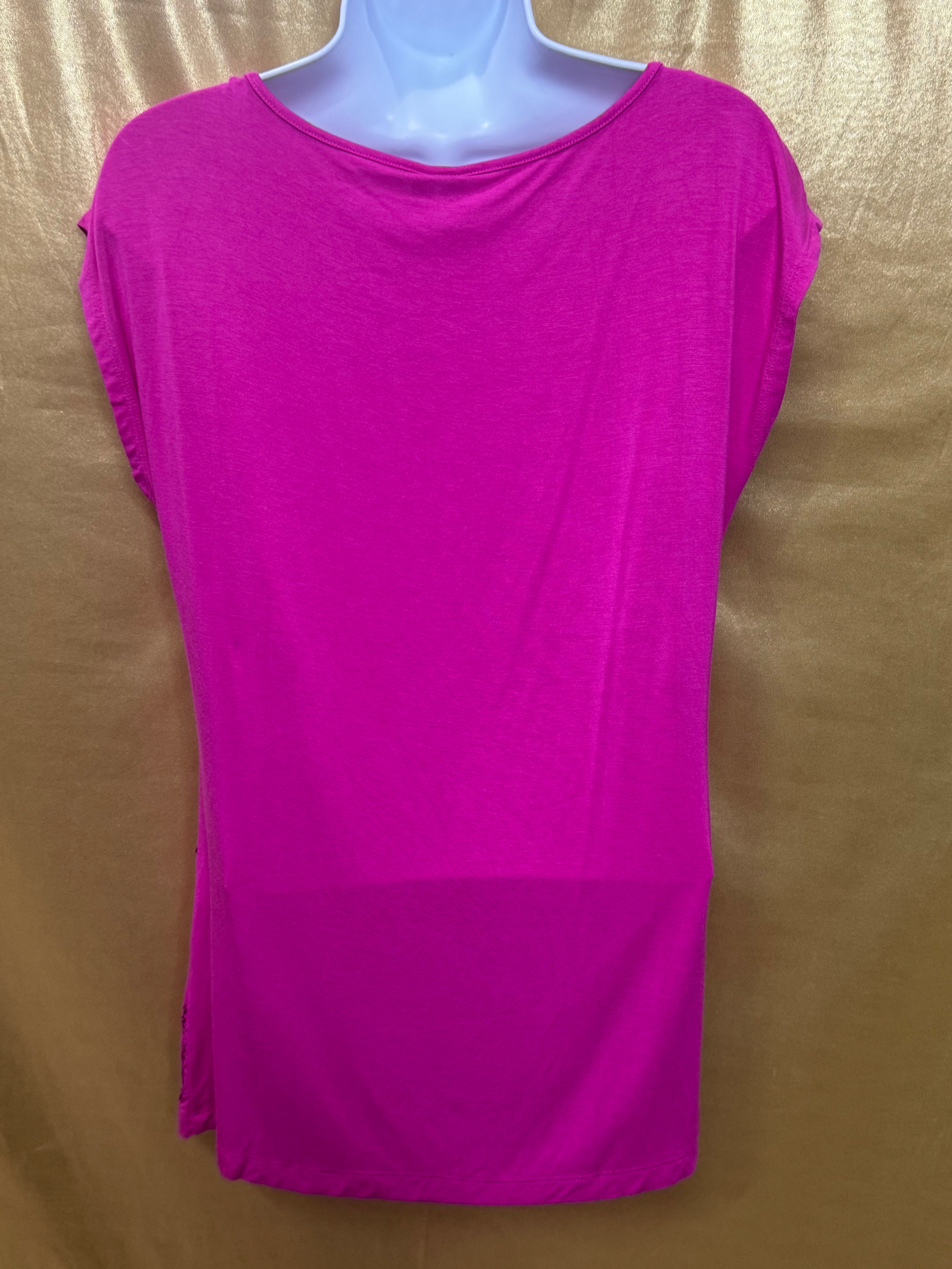 Madison Hot Pink Sequin Geometric Tunic Top Size Small Scoop Neck