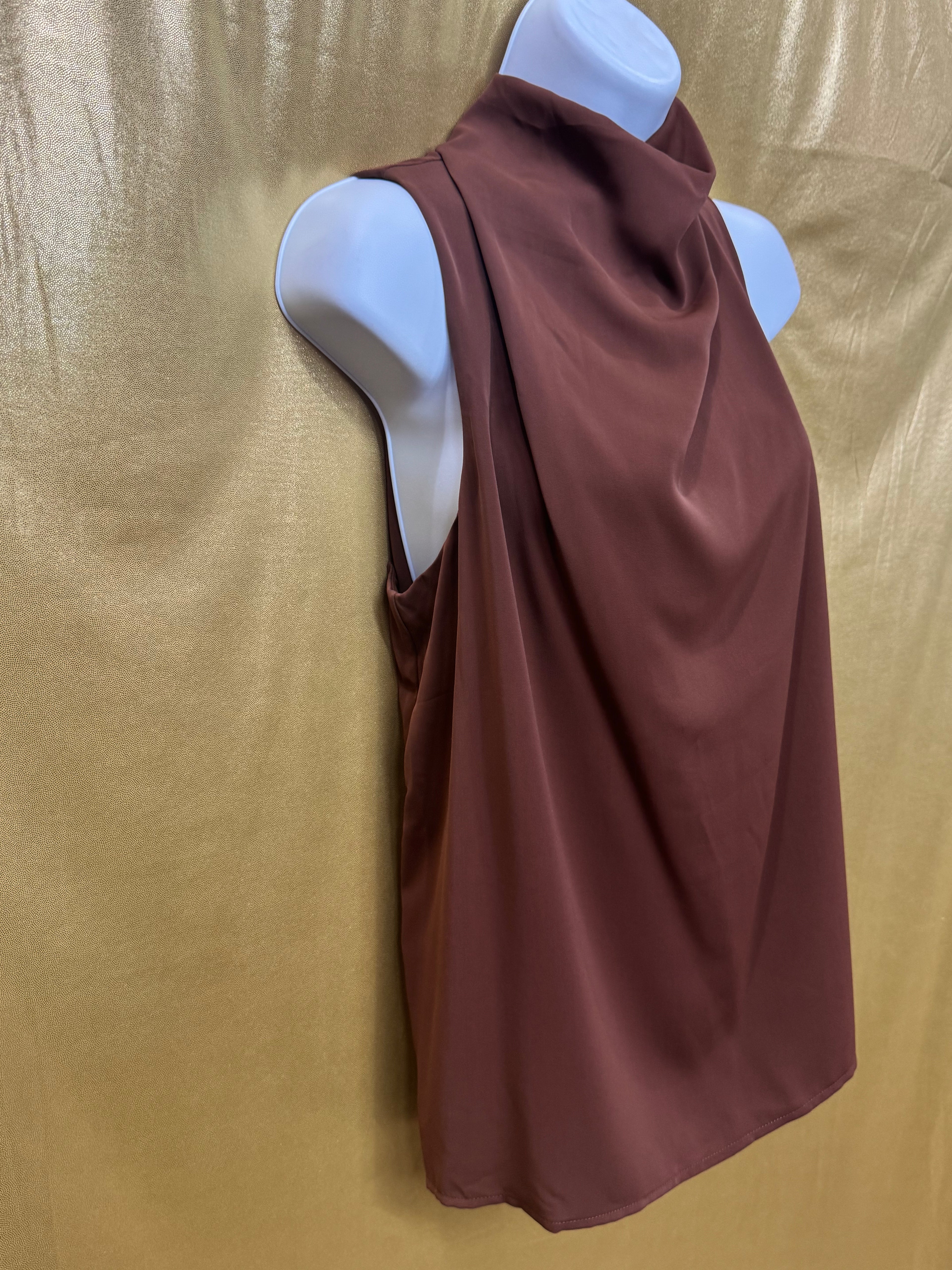 Entro Sleeveless Cowl Neck Top Brown Size Small NWT
