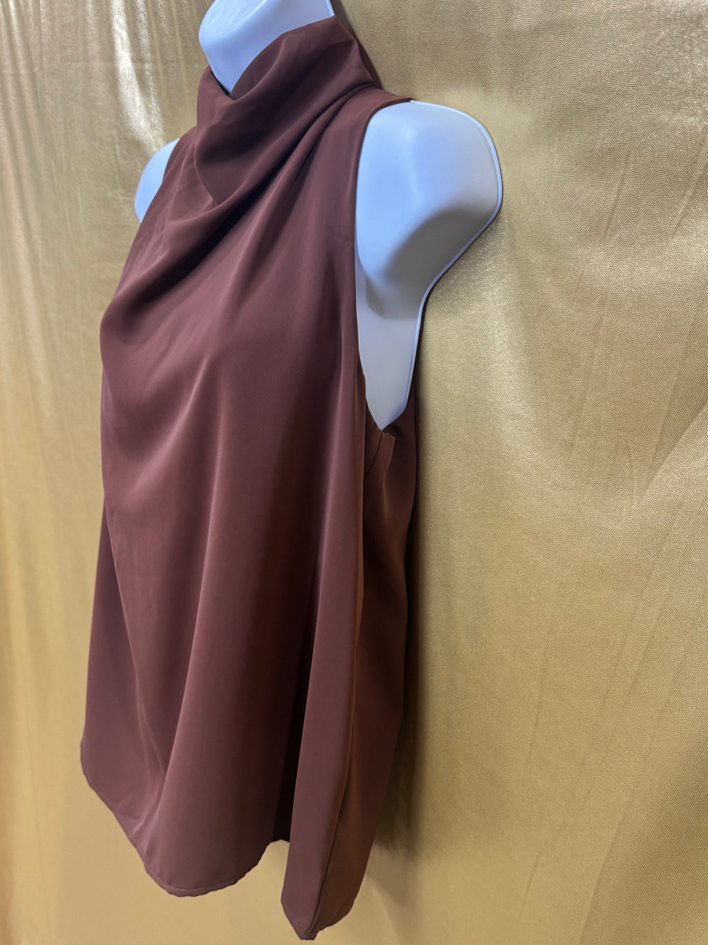 Entro Sleeveless Cowl Neck Top Brown Size Small NWT