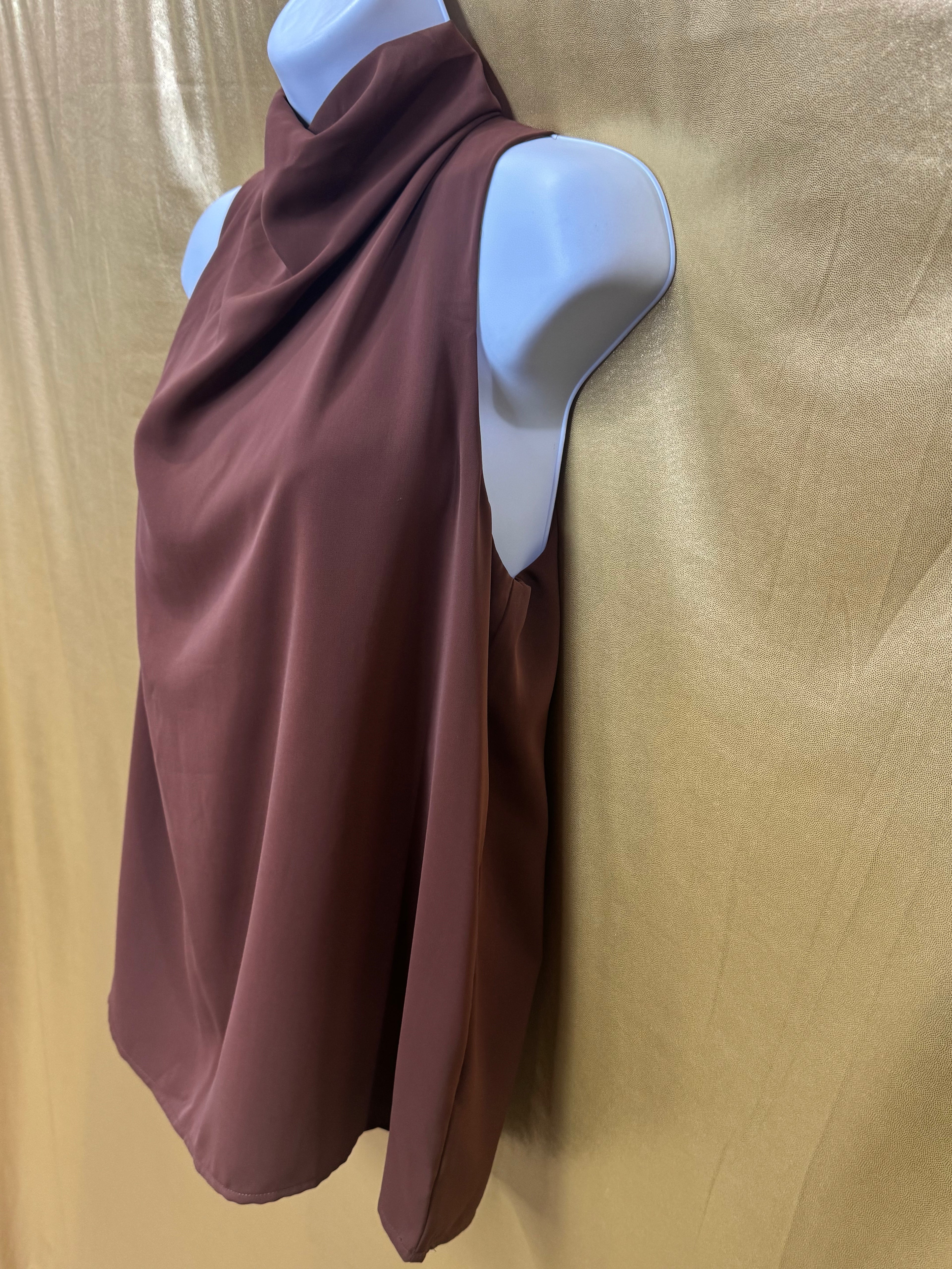 Entro Sleeveless Cowl Neck Top Brown Size Small NWT