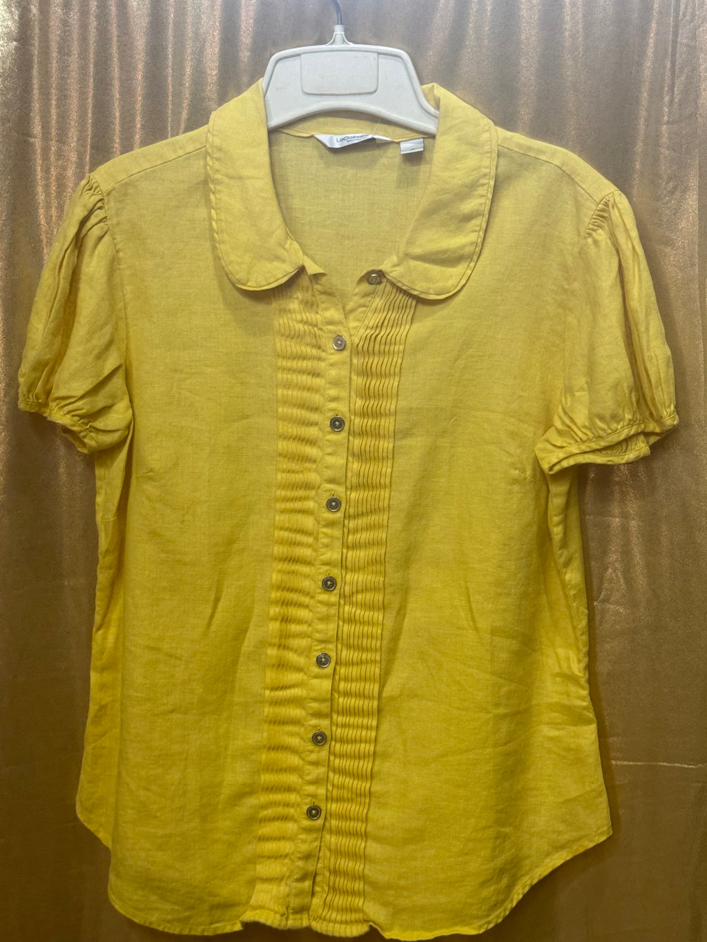 Liz Claiborne New York Yellow Peter Pan Collar Top Medium