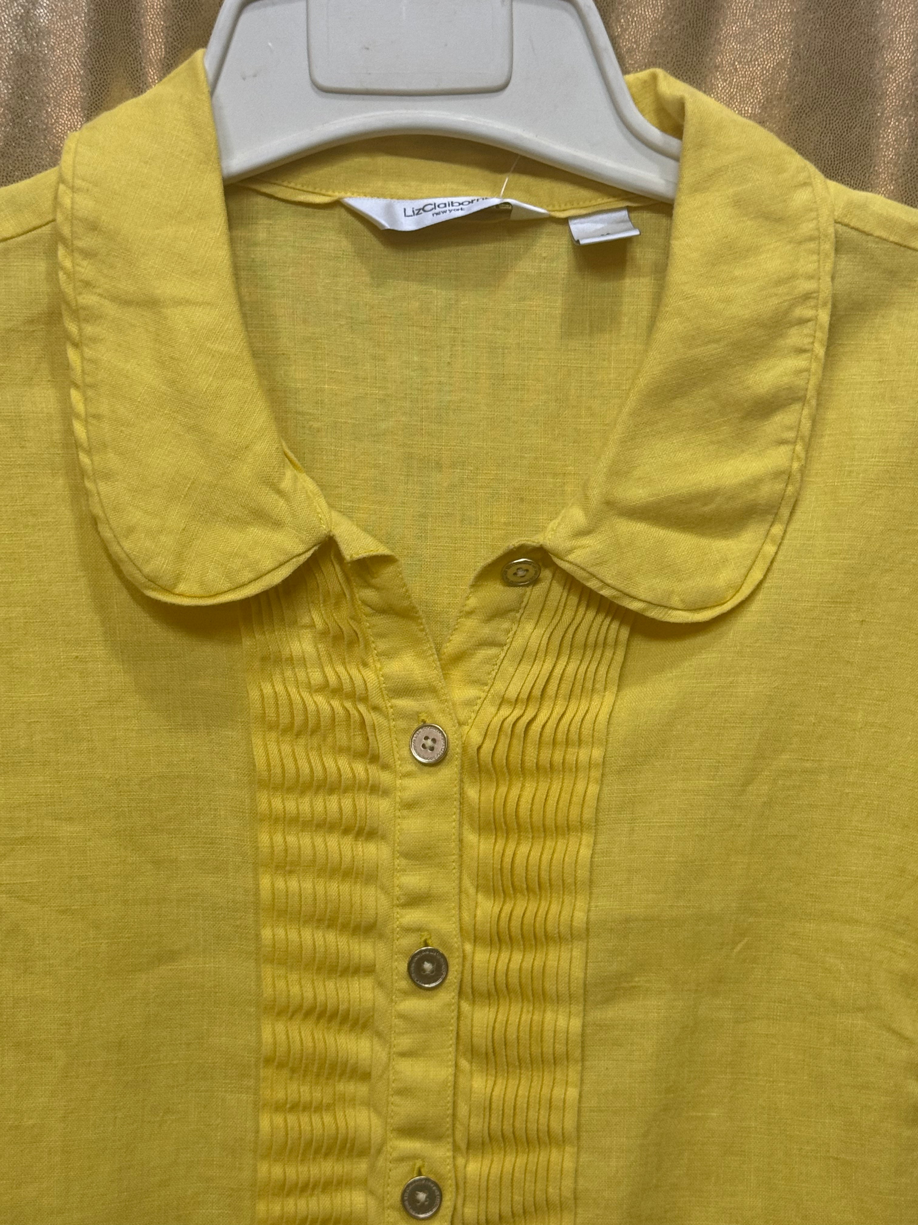 Liz Claiborne New York Yellow Peter Pan Collar Top Medium