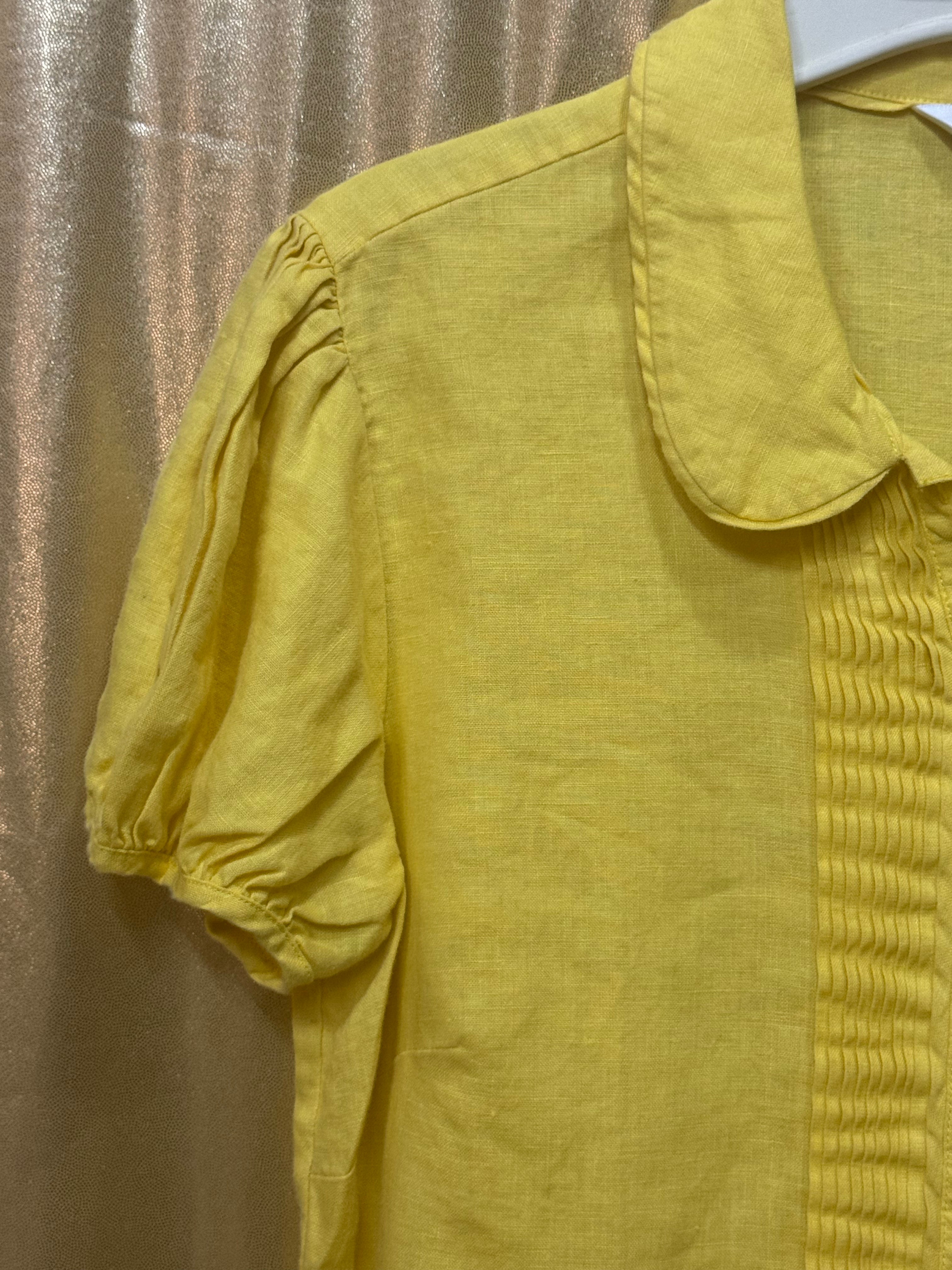 Liz Claiborne New York Yellow Peter Pan Collar Top Medium