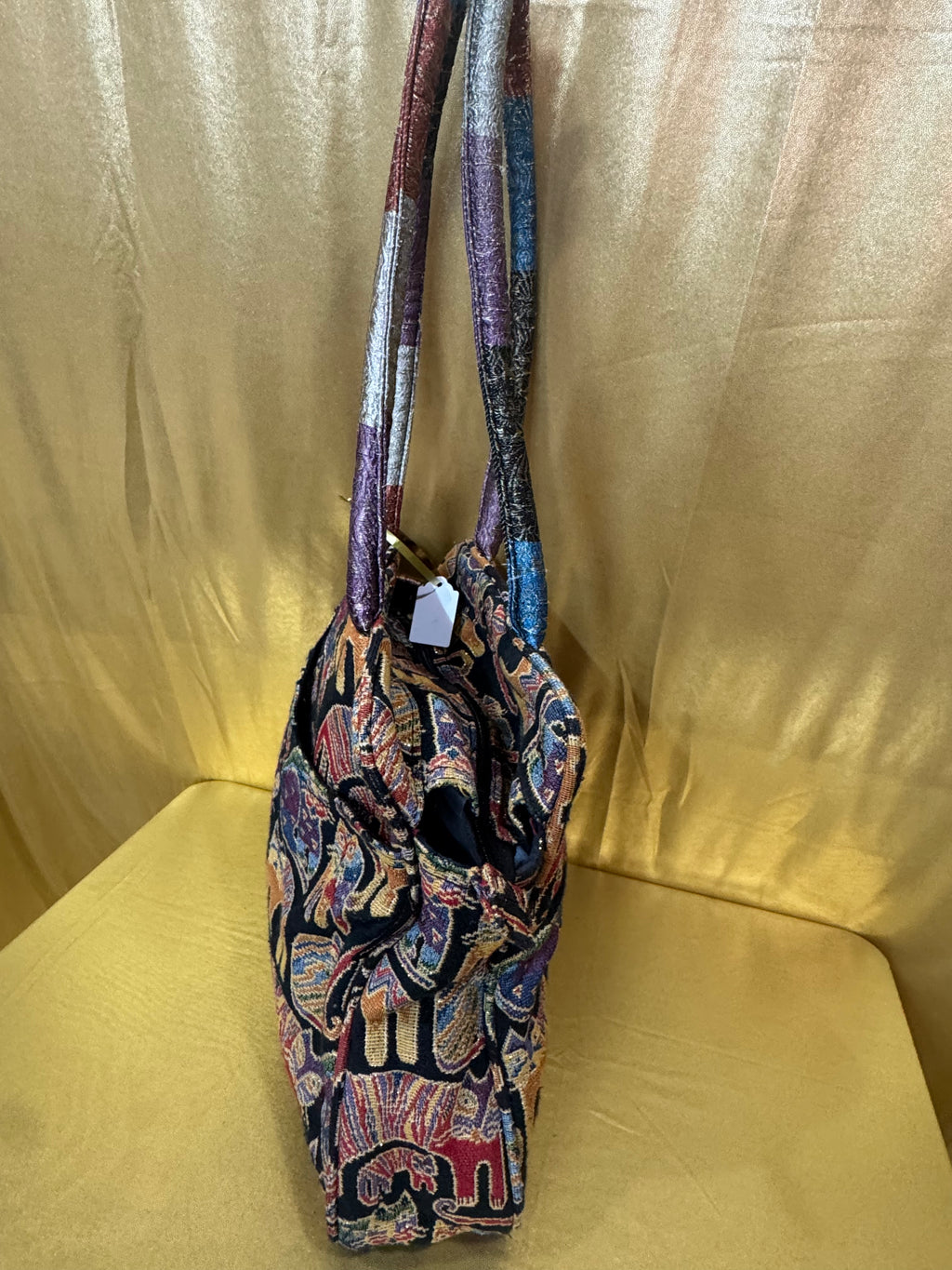 Vintage Laurel Burch "Feline Story" Tapestry Tote Bag 🐾