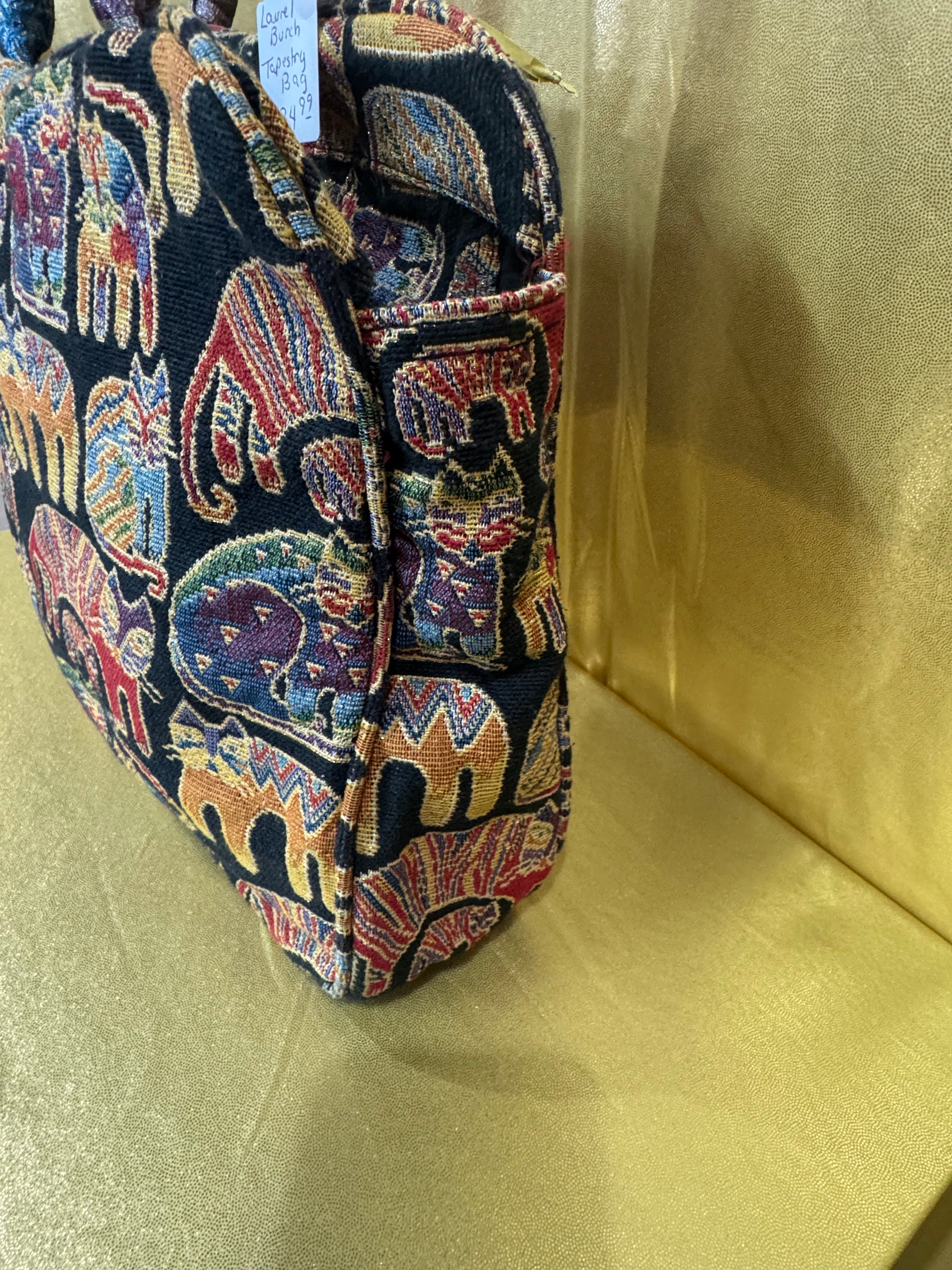 Vintage Laurel Burch "Feline Story" Tapestry Tote Bag 🐾