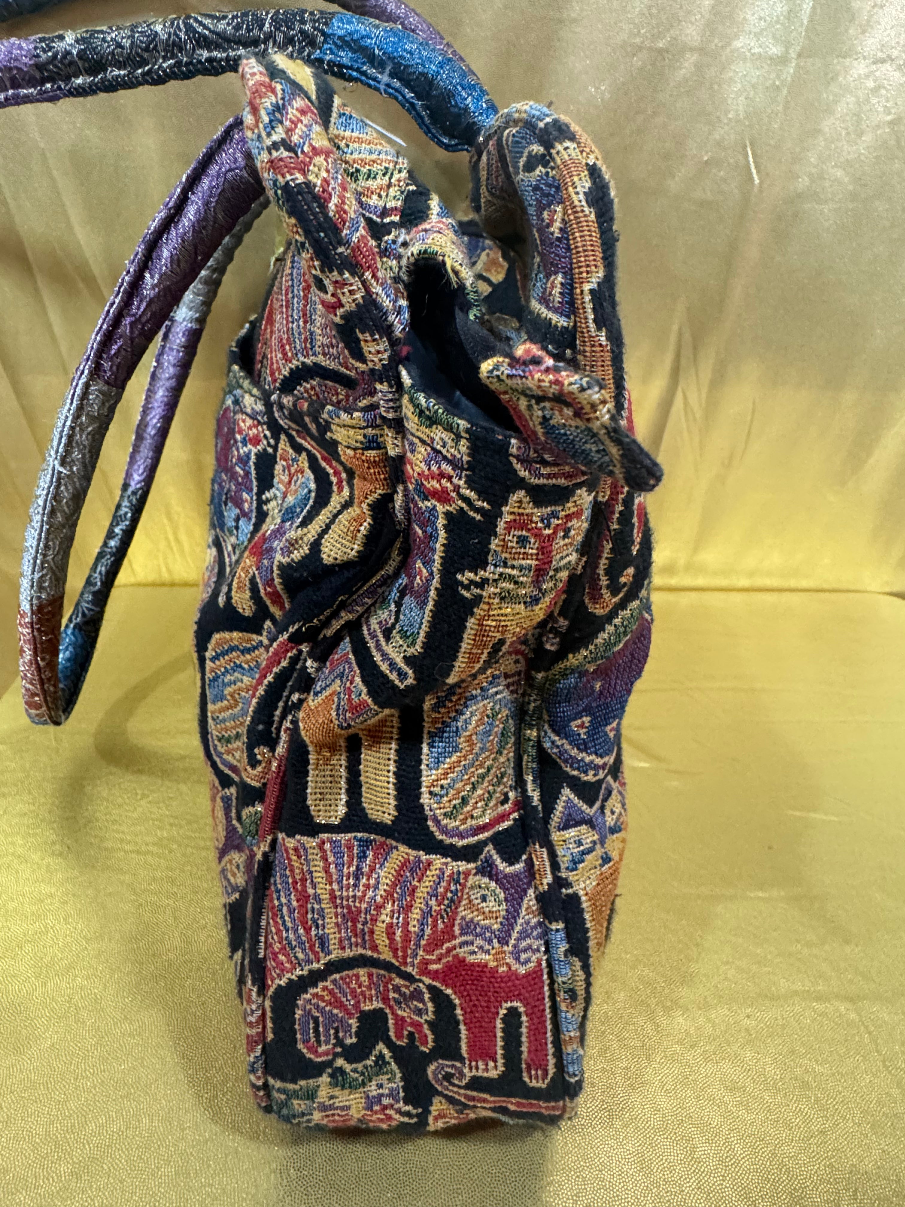 Vintage Laurel Burch "Feline Story" Tapestry Tote Bag 🐾