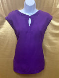 New York & Company Purple Mixed-Media Top - Size Small