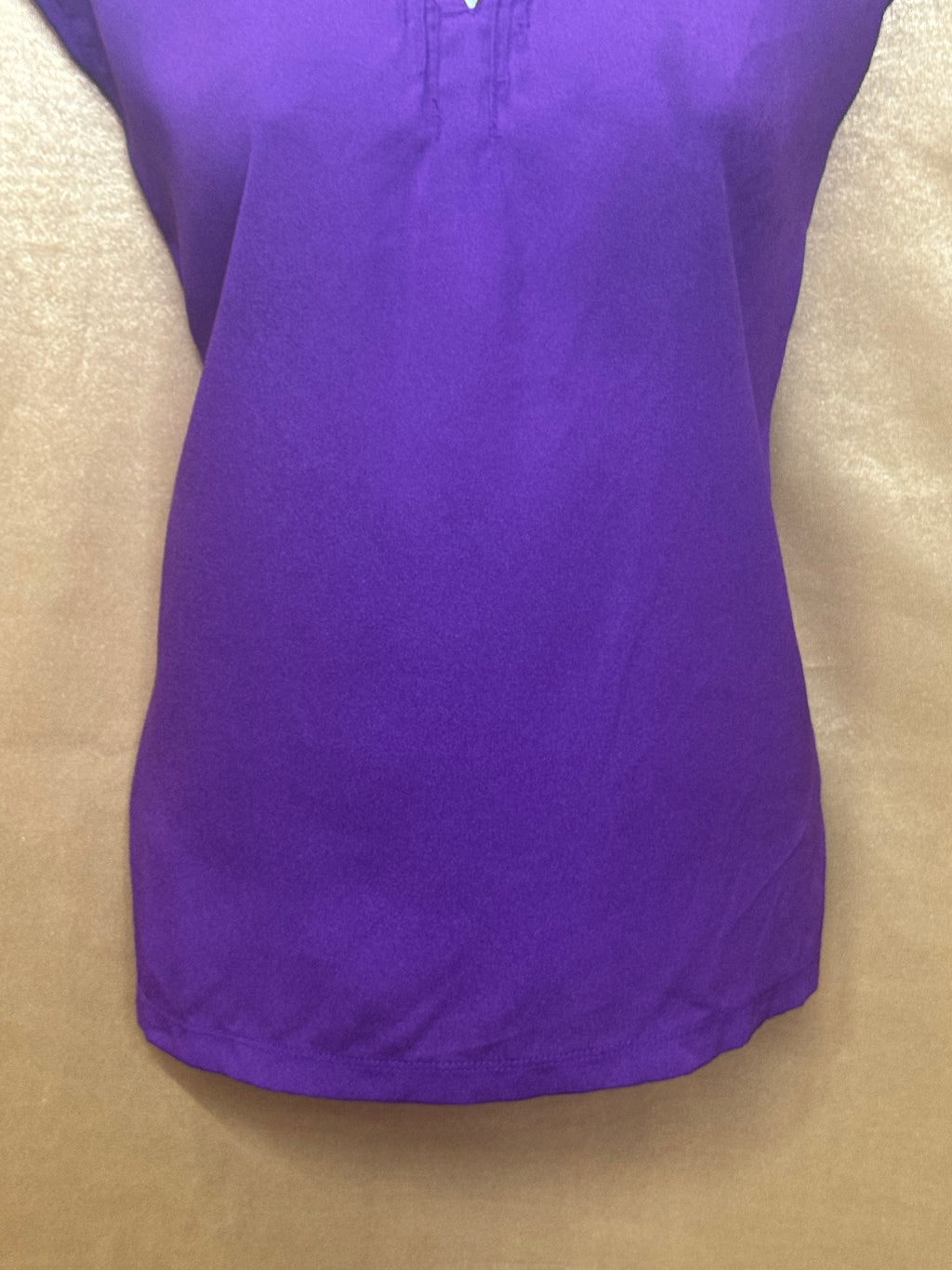 New York & Company Purple Mixed-Media Top - Size Small