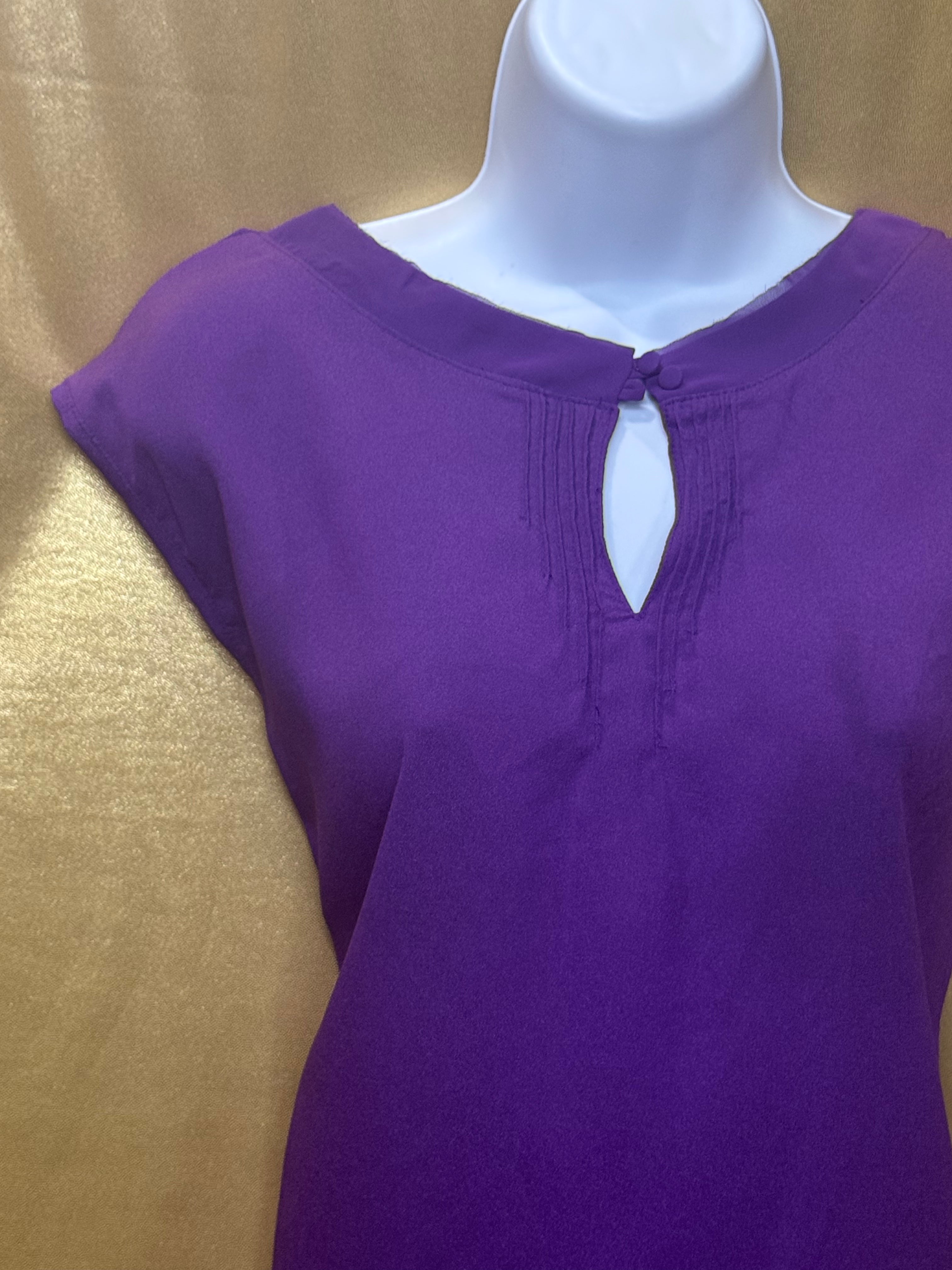 New York & Company Purple Mixed-Media Top - Size Small