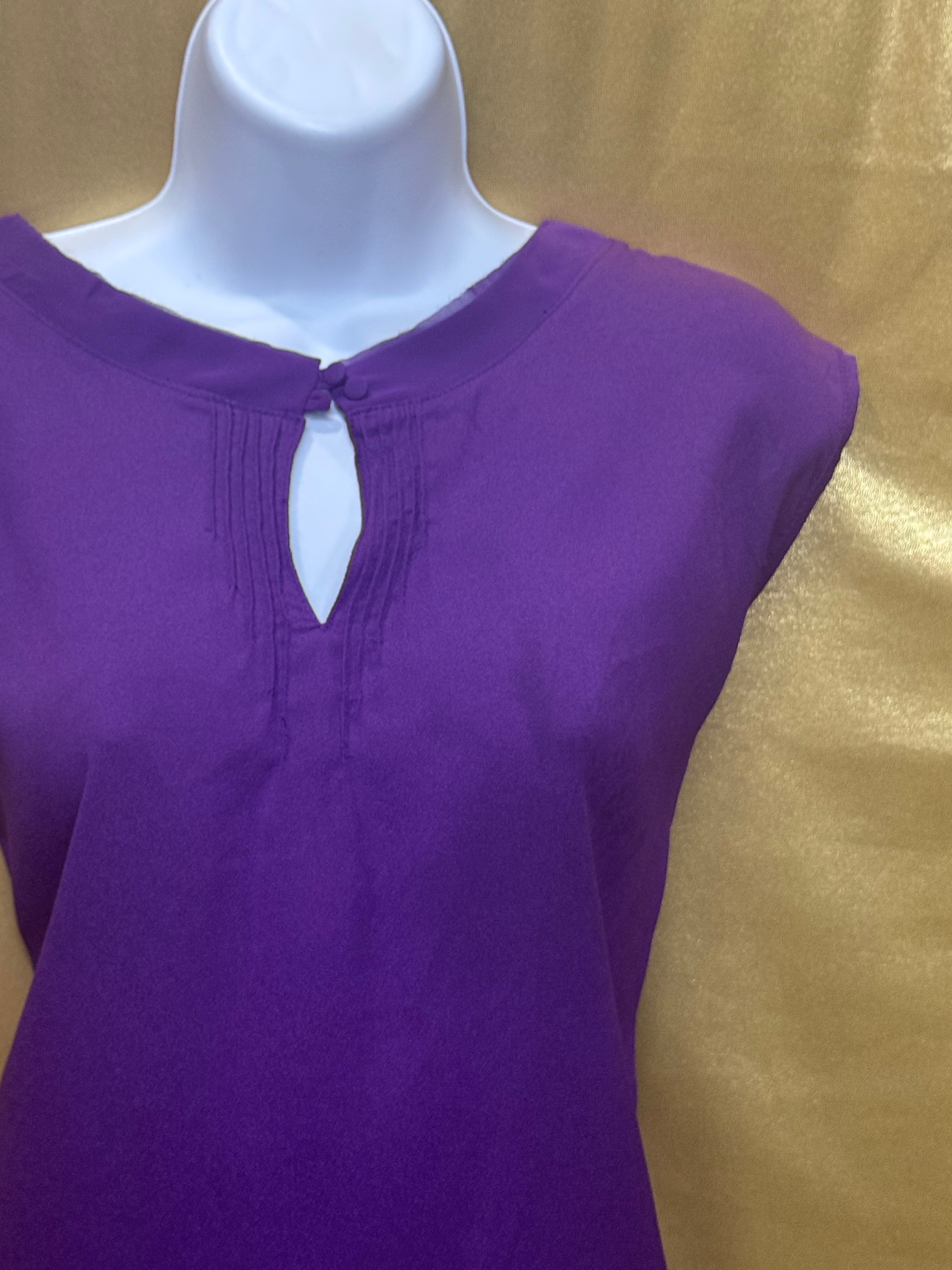 New York & Company Purple Mixed-Media Top - Size Small