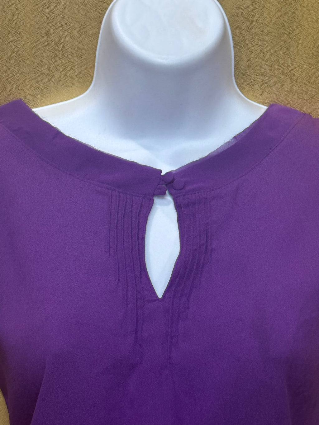 New York & Company Purple Mixed-Media Top - Size Small