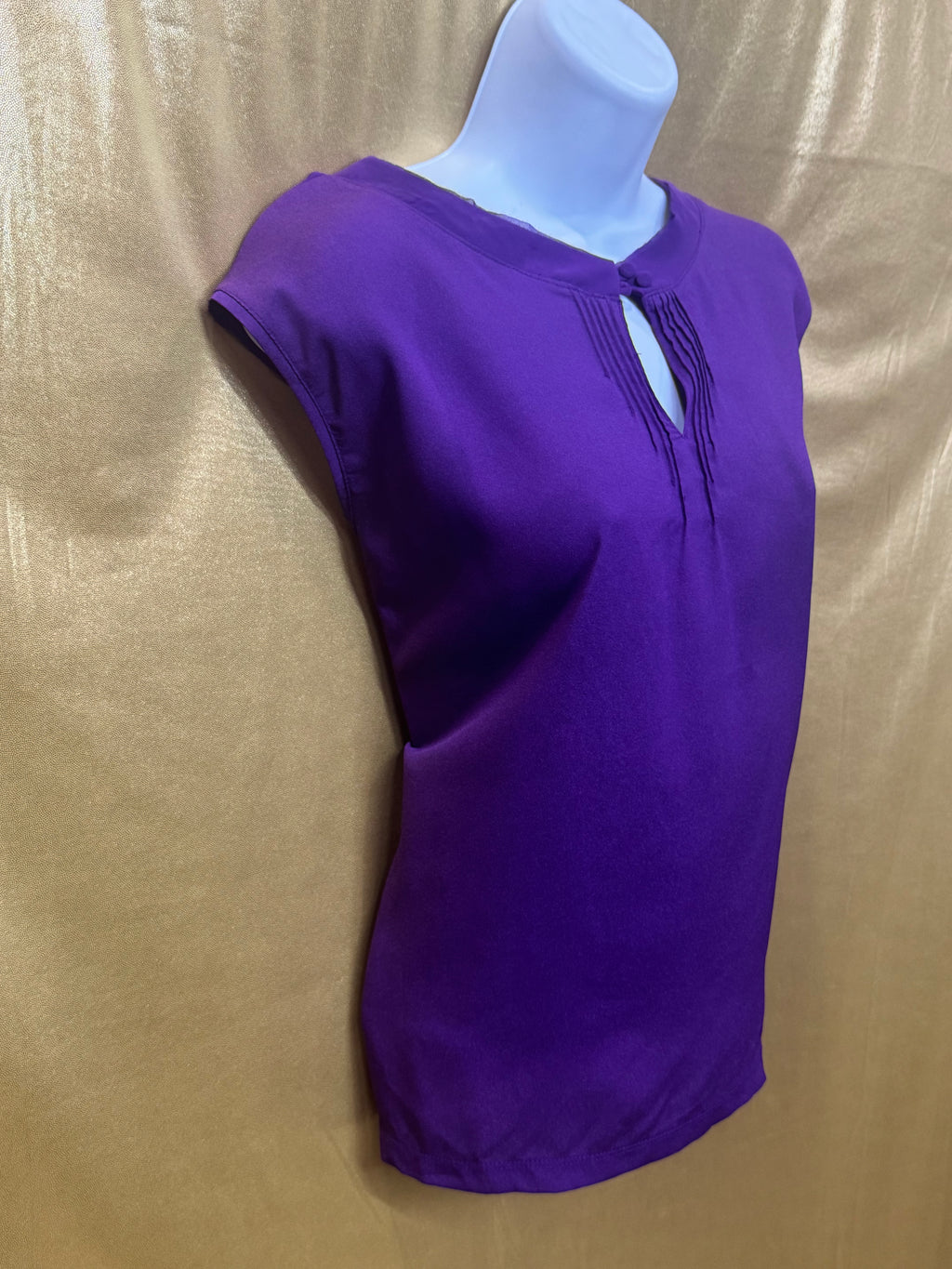 New York & Company Purple Mixed-Media Top - Size Small
