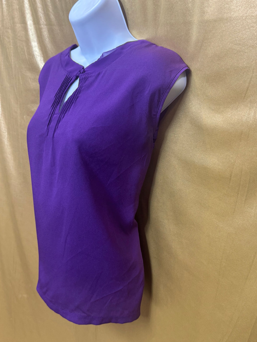 New York & Company Purple Mixed-Media Top - Size Small