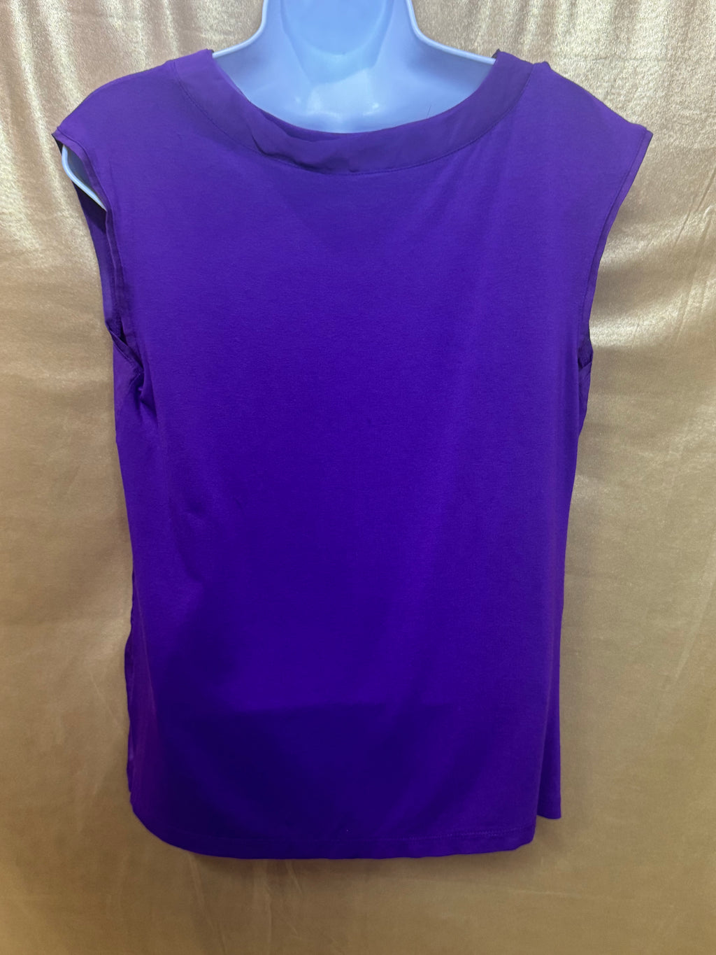 New York & Company Purple Mixed-Media Top - Size Small