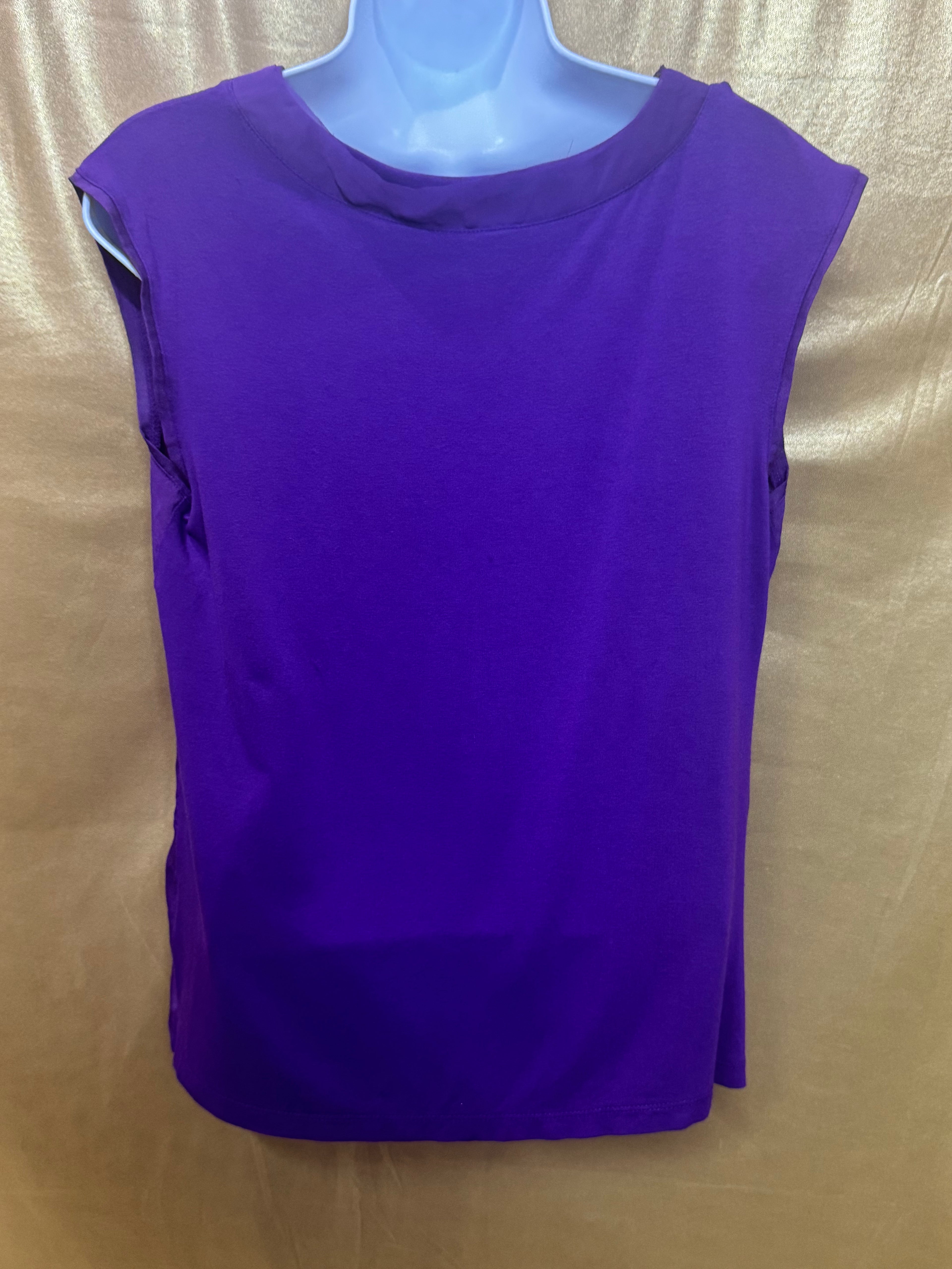 New York & Company Purple Mixed-Media Top - Size Small