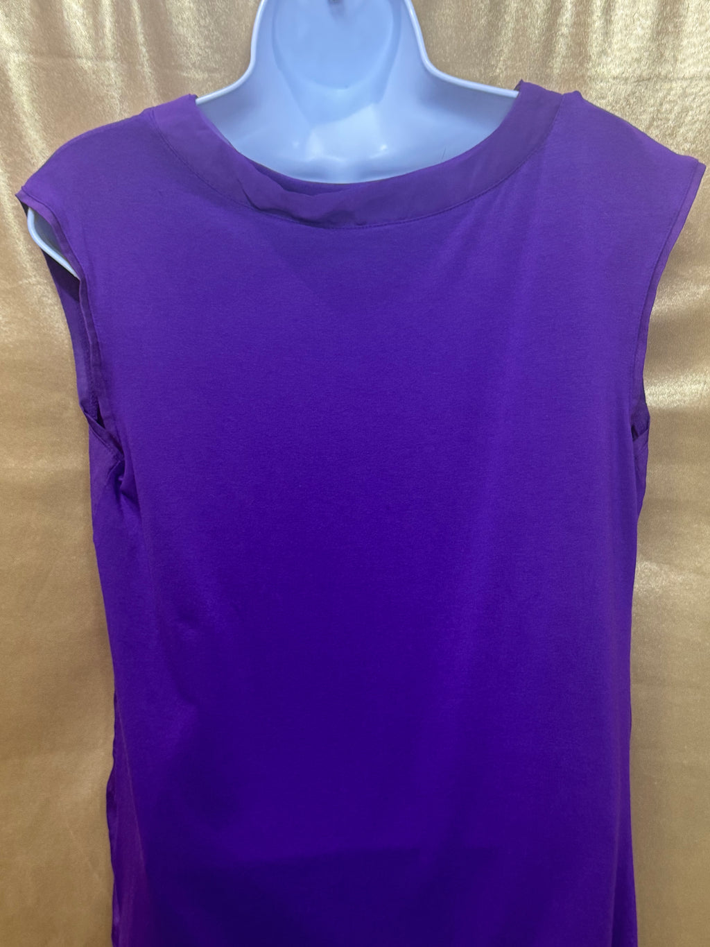 New York & Company Purple Mixed-Media Top - Size Small