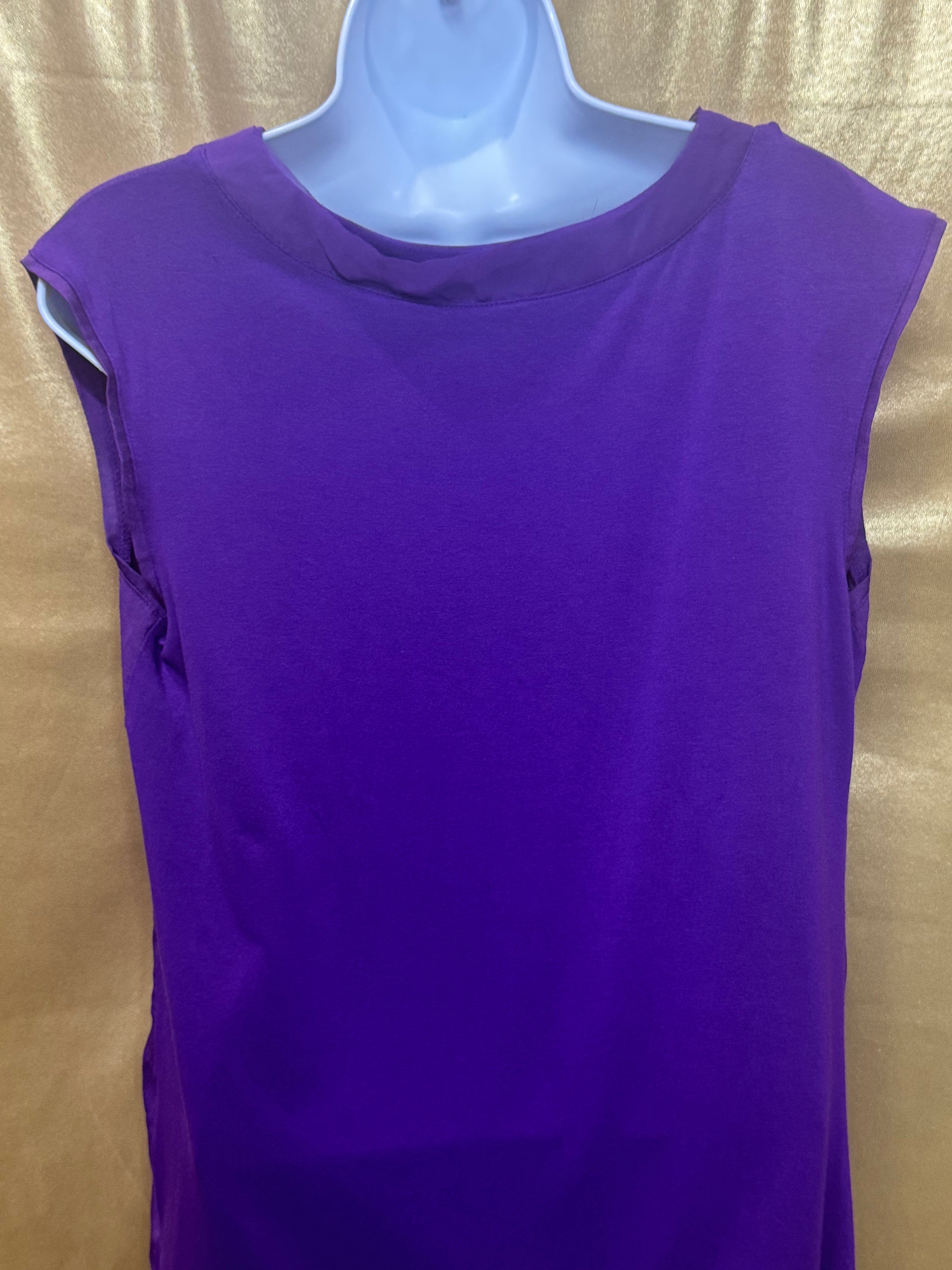 New York & Company Purple Mixed-Media Top - Size Small