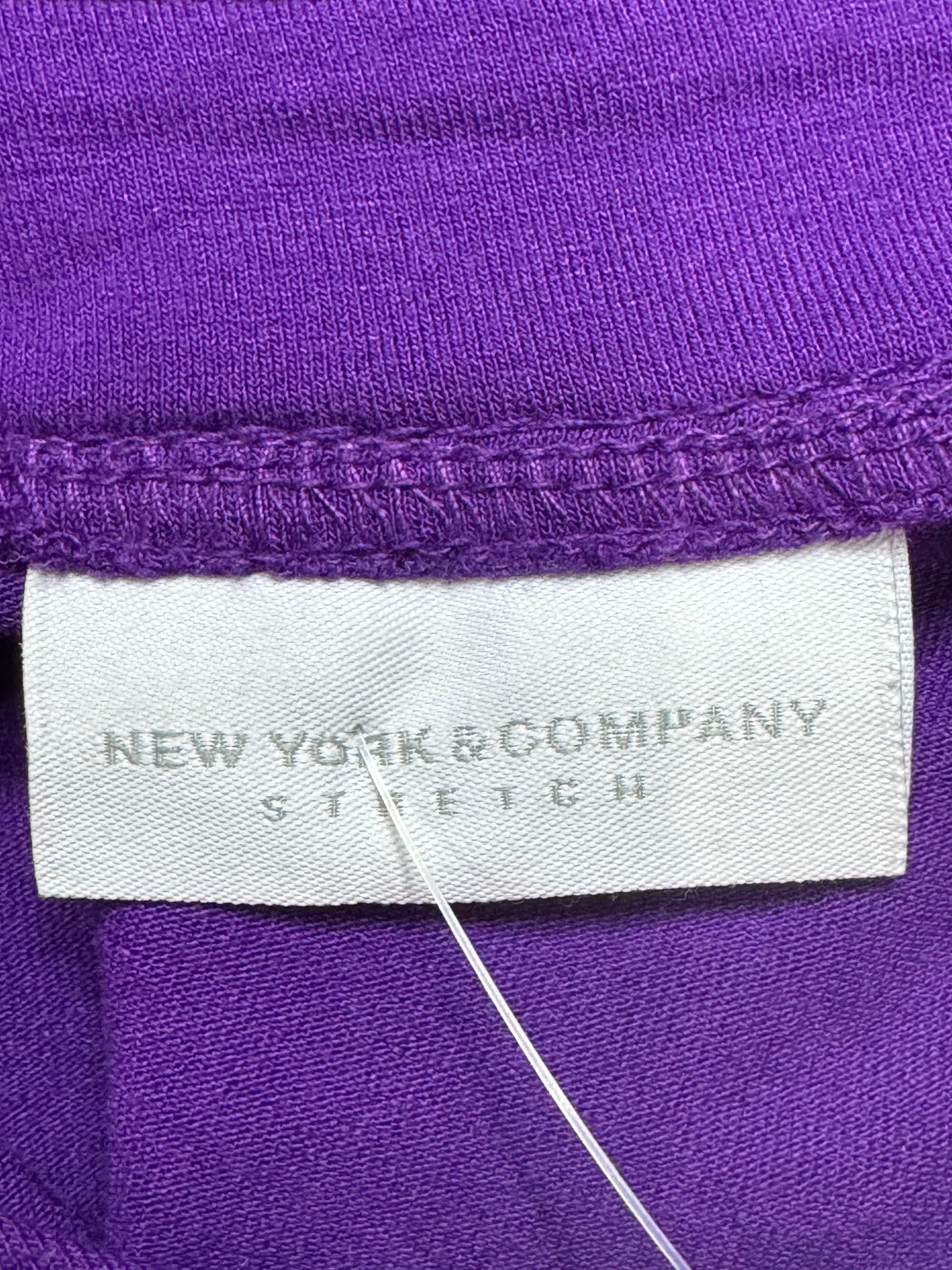 New York & Company Purple Mixed-Media Top - Size Small