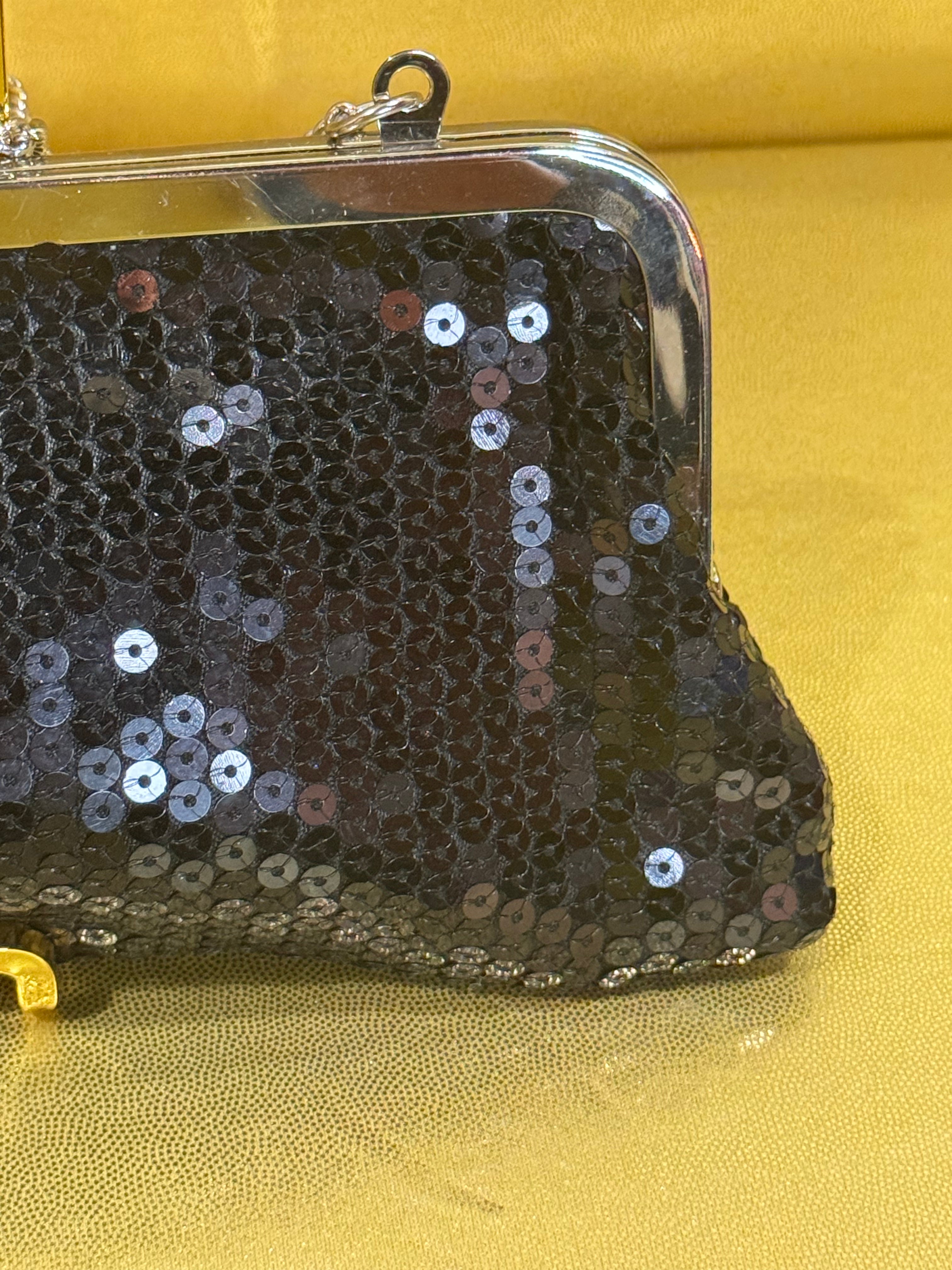 Ann Taylor Loft Black Sequin Evening Clutch