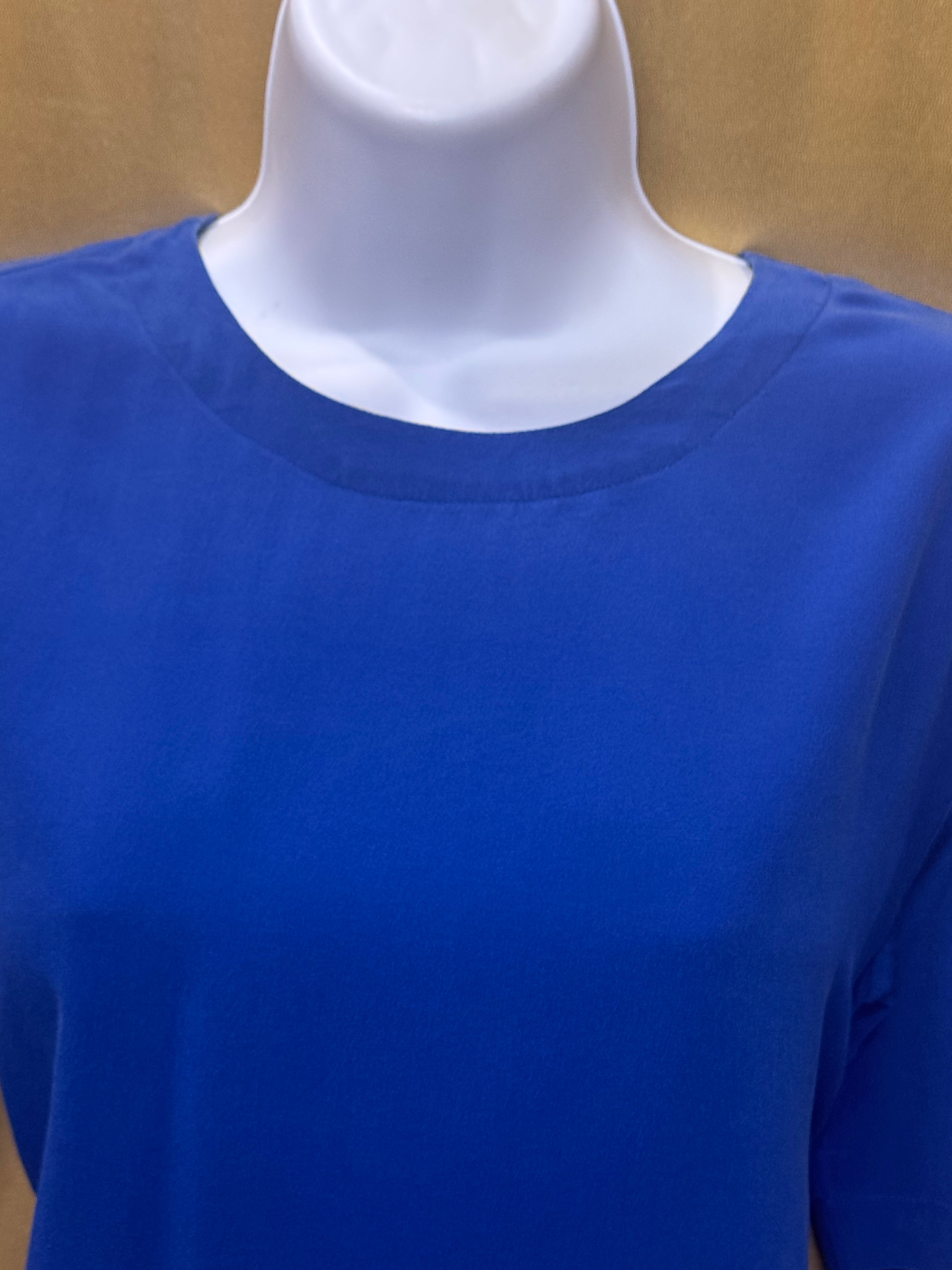 Christie & Jill 100% Silk Royal Blue Short Sleeve Blouse - Size Small