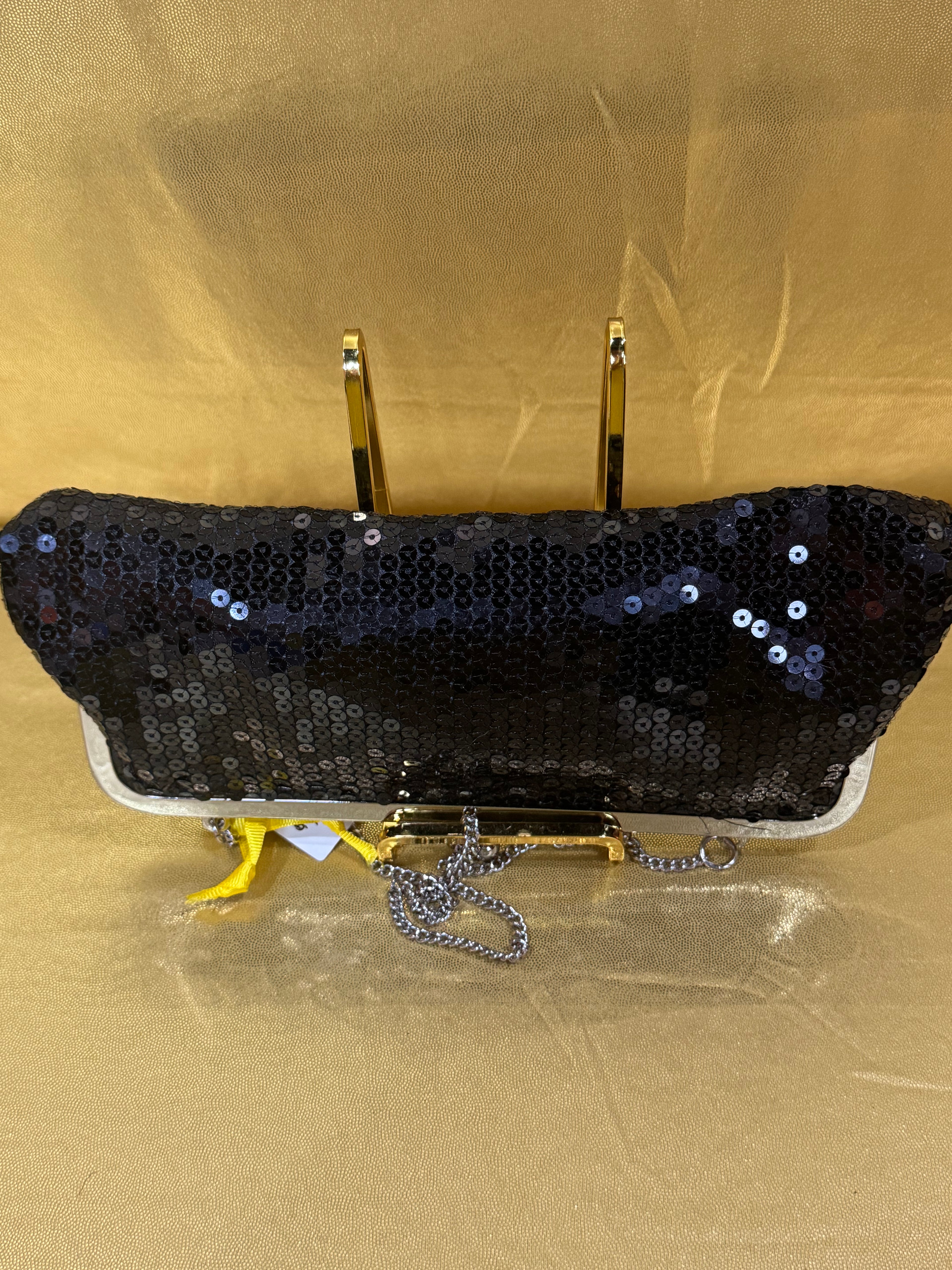 Ann Taylor Loft Black Sequin Evening Clutch