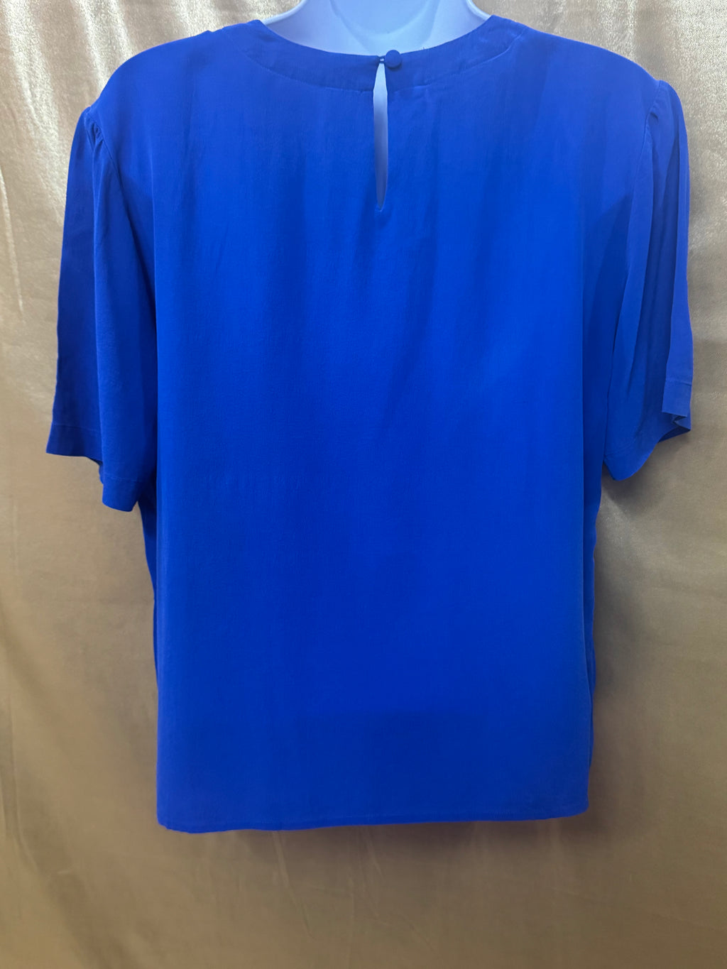 Christie & Jill 100% Silk Royal Blue Short Sleeve Blouse - Size Small
