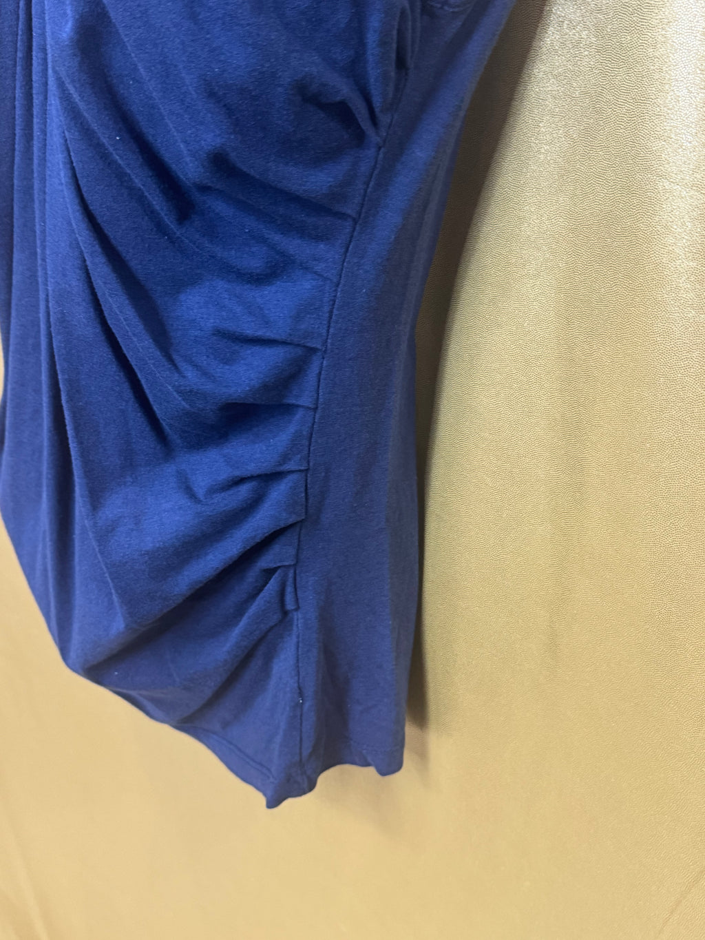 KIKIT Navy Blue Ruched Embellished V-Neck Sleeveless Top Sz S Cotton Modal