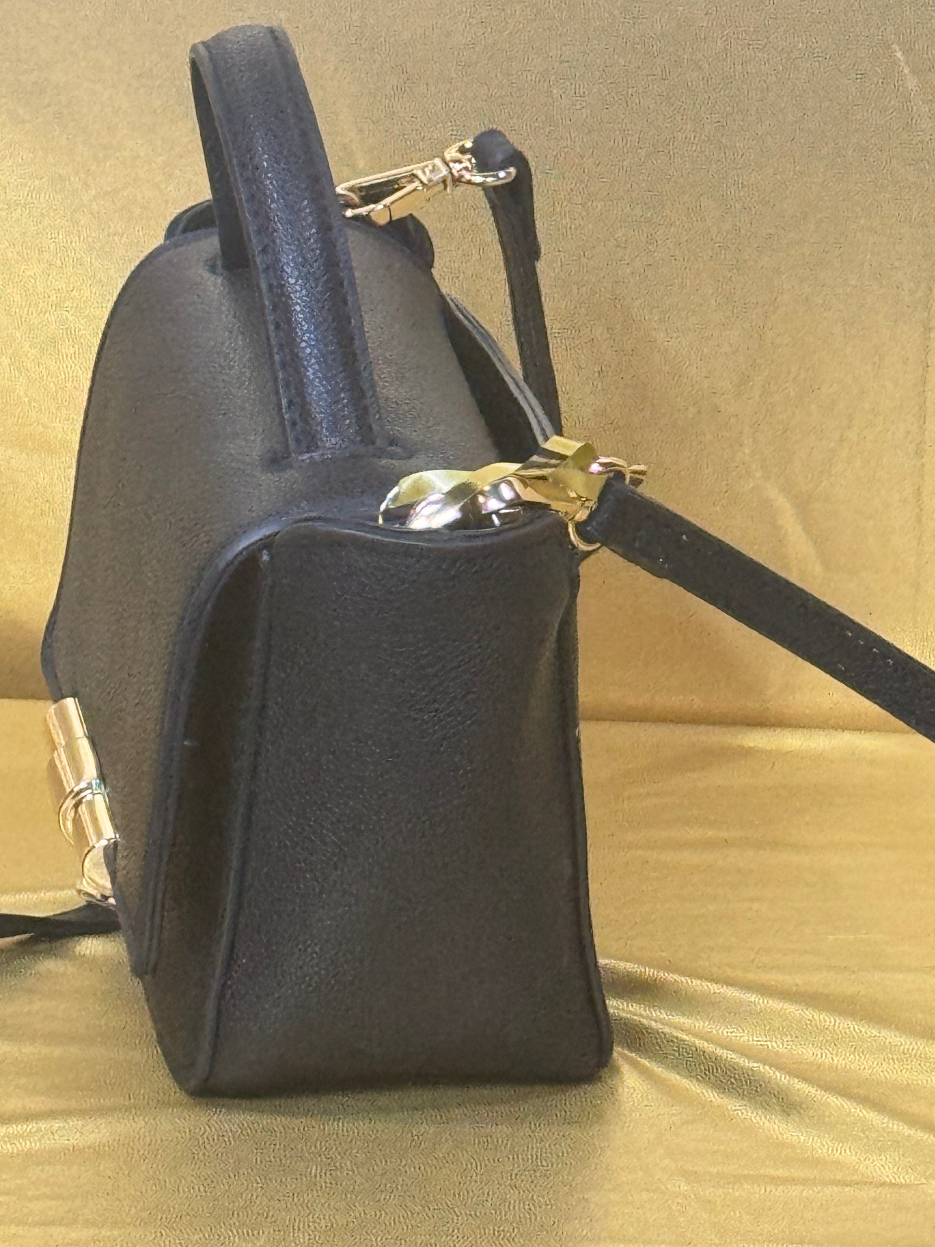 Nine West Hollis Mini Crossbody Flap Bag - Textured Black with Gold Clasp
