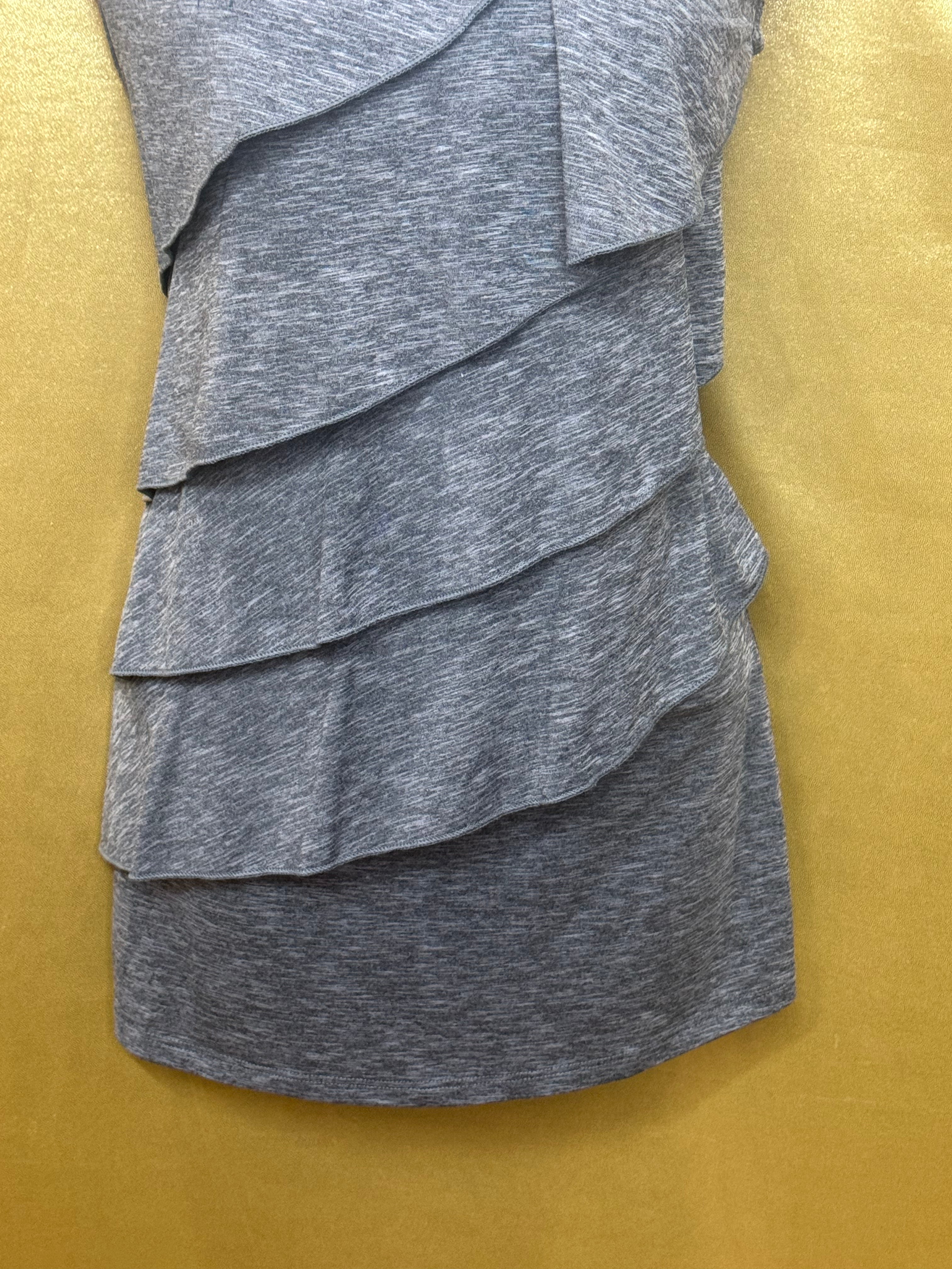 Rafaella Gray Tiered Ruffle Cap Sleeve Top - Size S