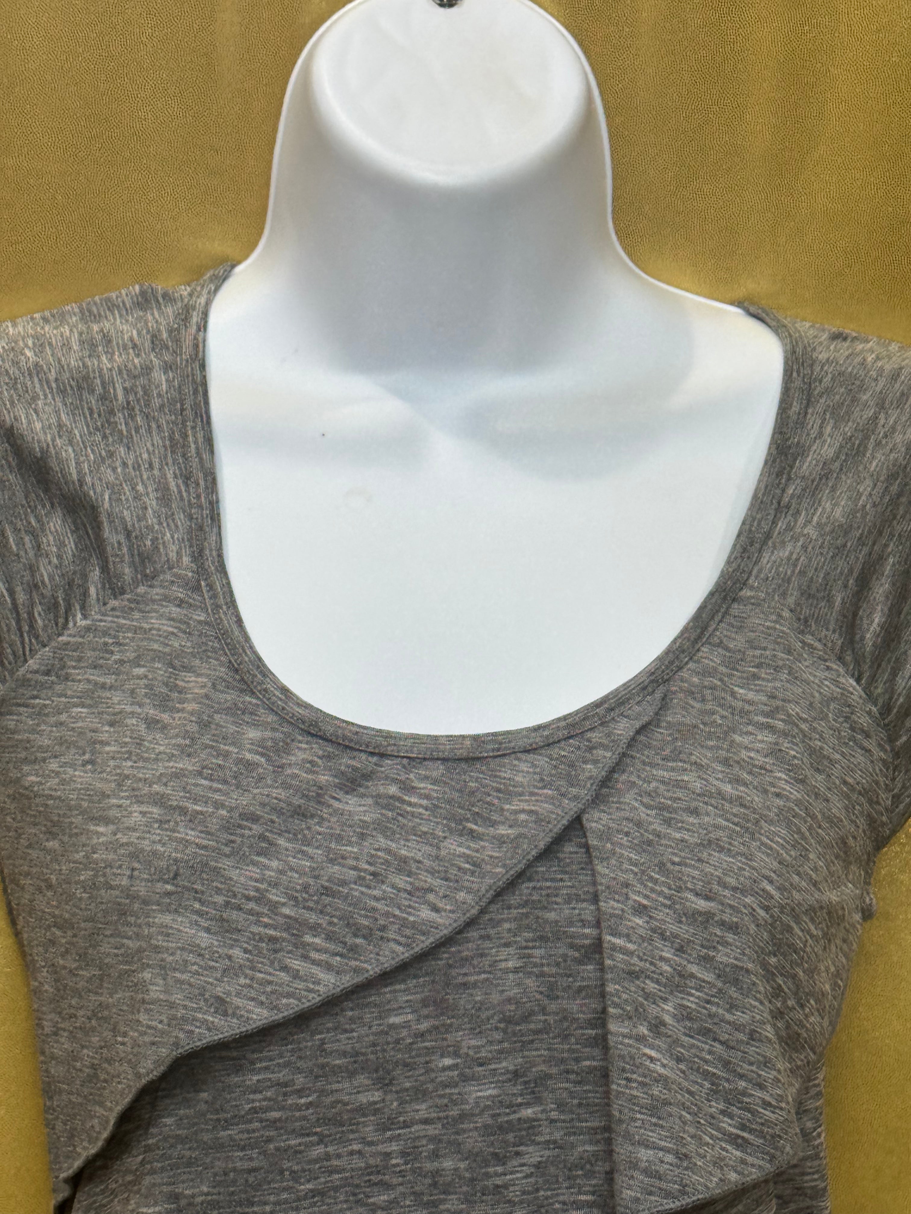Rafaella Gray Tiered Ruffle Cap Sleeve Top - Size S