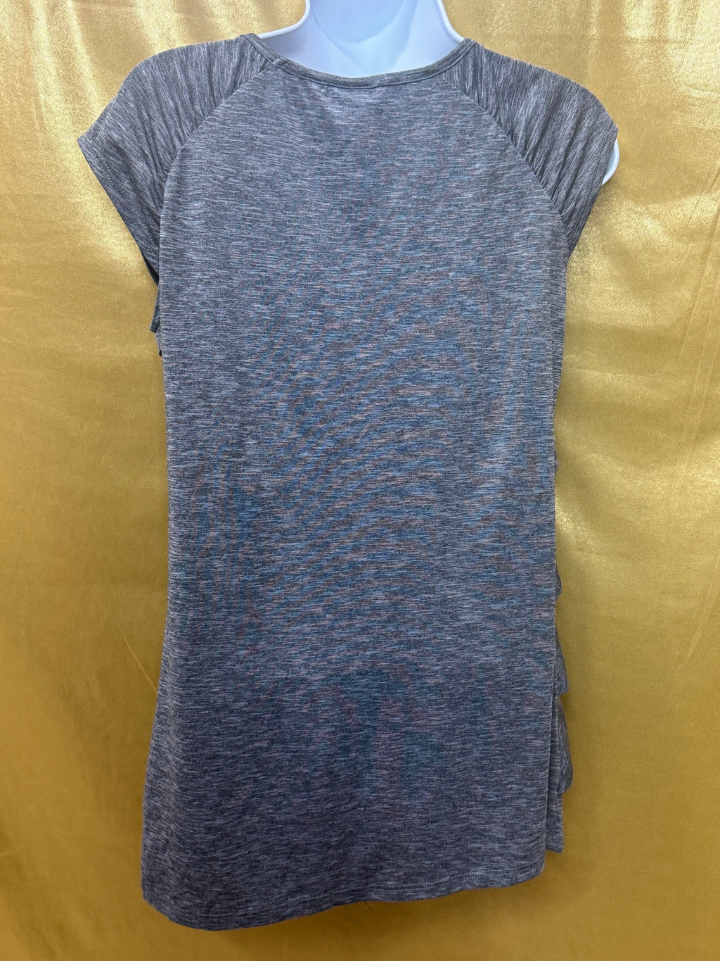 Rafaella Gray Tiered Ruffle Cap Sleeve Top - Size S